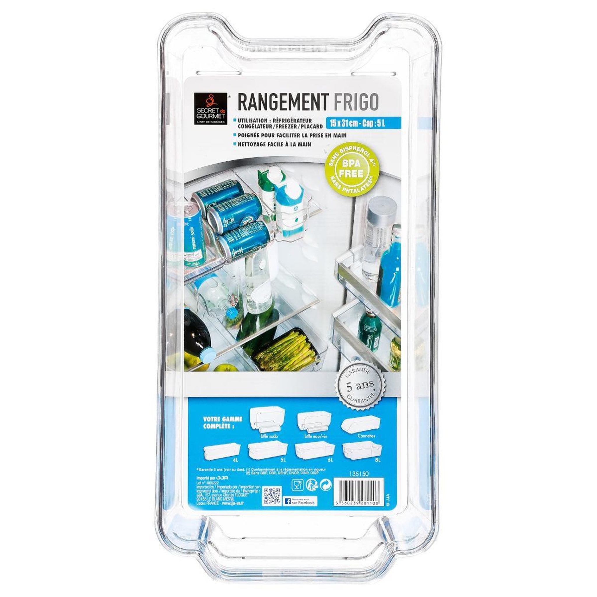 Voir la diapositive 3 : FIVE Bac de rangement  frigo  5l transparent