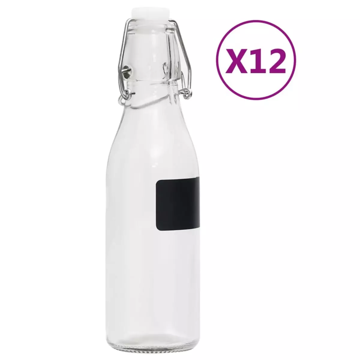 VIDAXL Bouteilles en verre avec bouchon clipsable 12 pcs Rond 250 ml