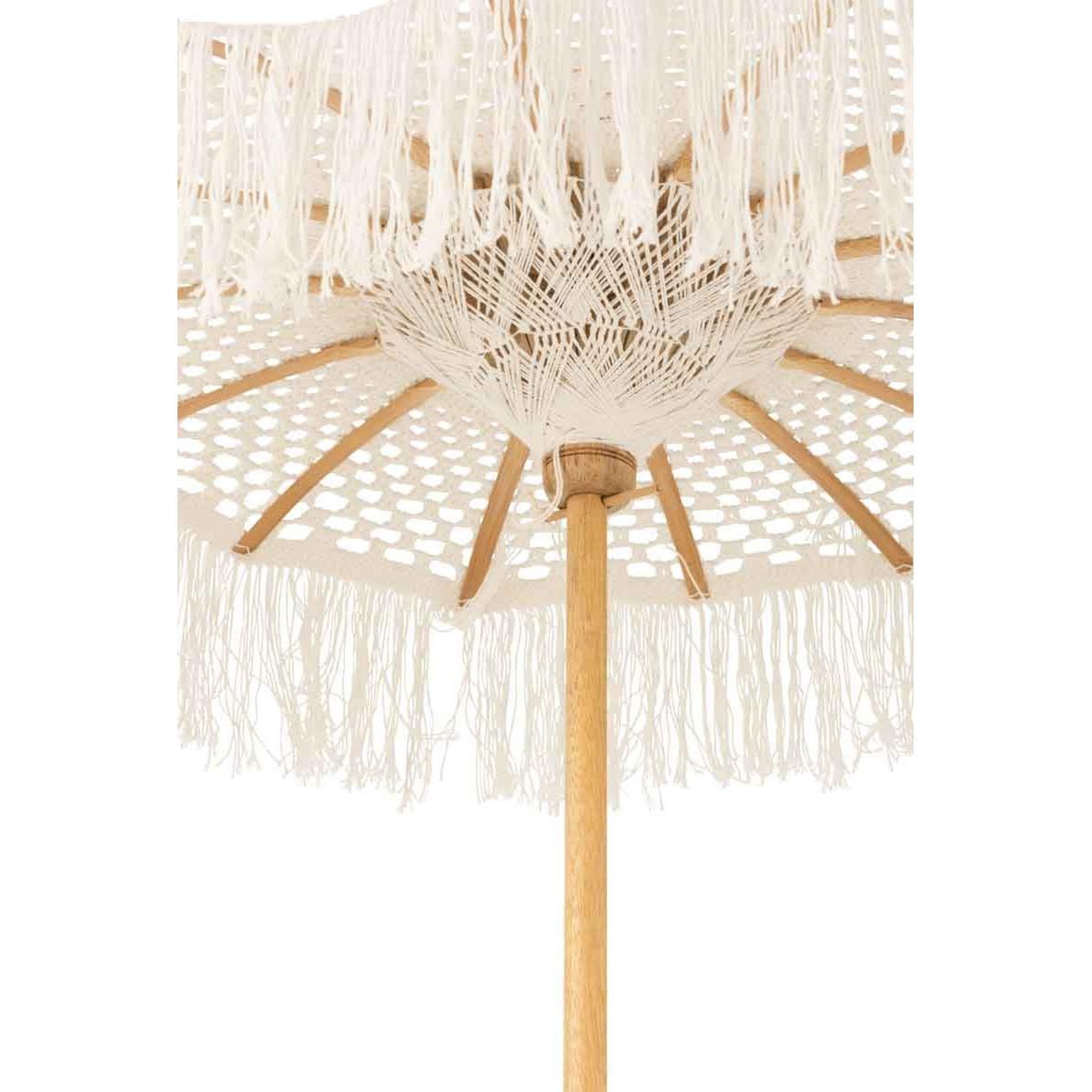Voir la diapositive 5 : J-LINE Parasol déco sur pied  macramé  95cm blanc