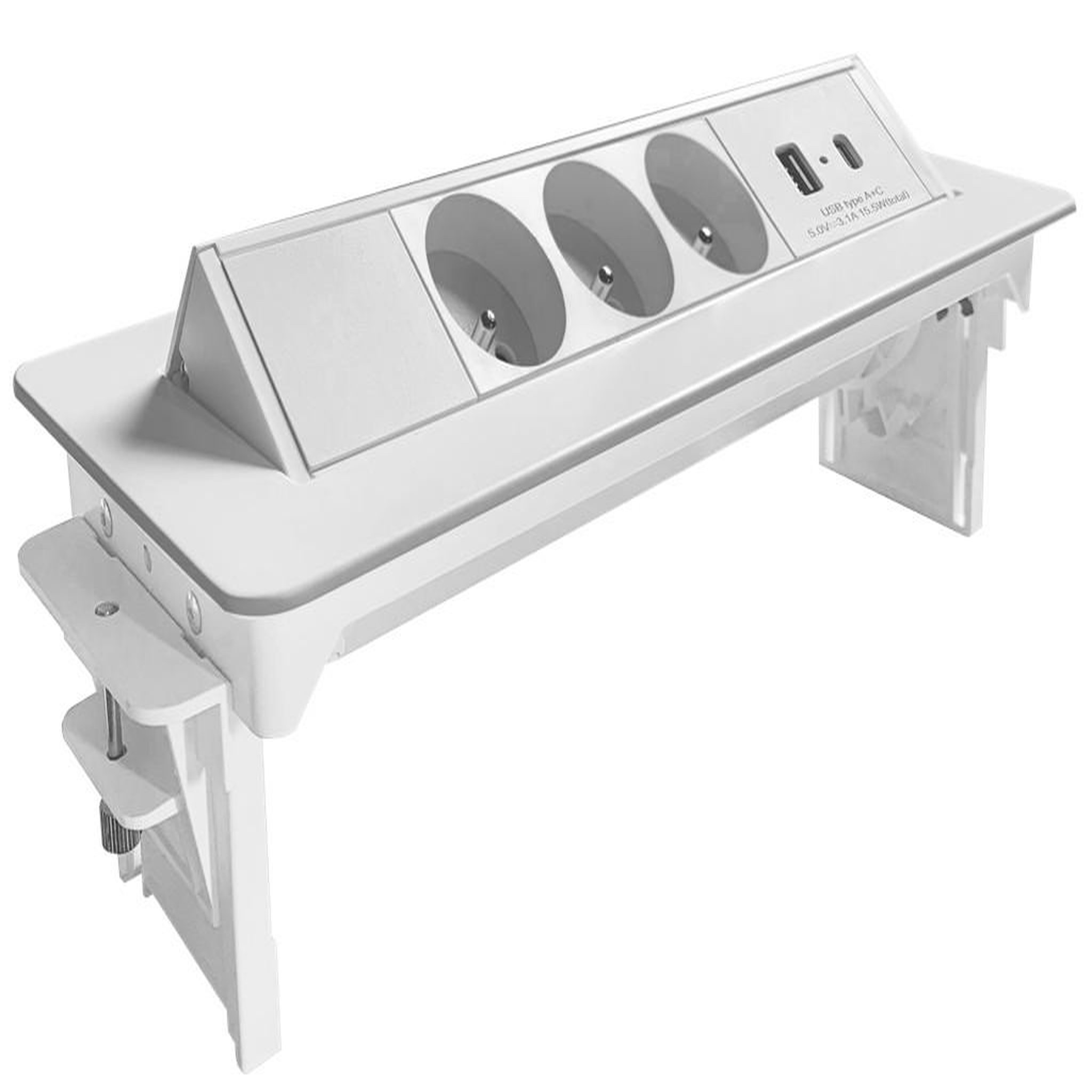 CENTRALE BRICO Bloc prises pivotant 3 Prises + ports 1 USB - 1 USB C - Blanc