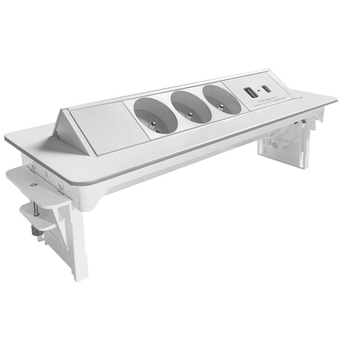 CENTRALE BRICO Bloc prises pivotant 3 Prises + ports 1 USB - 1 USB C - Blanc
