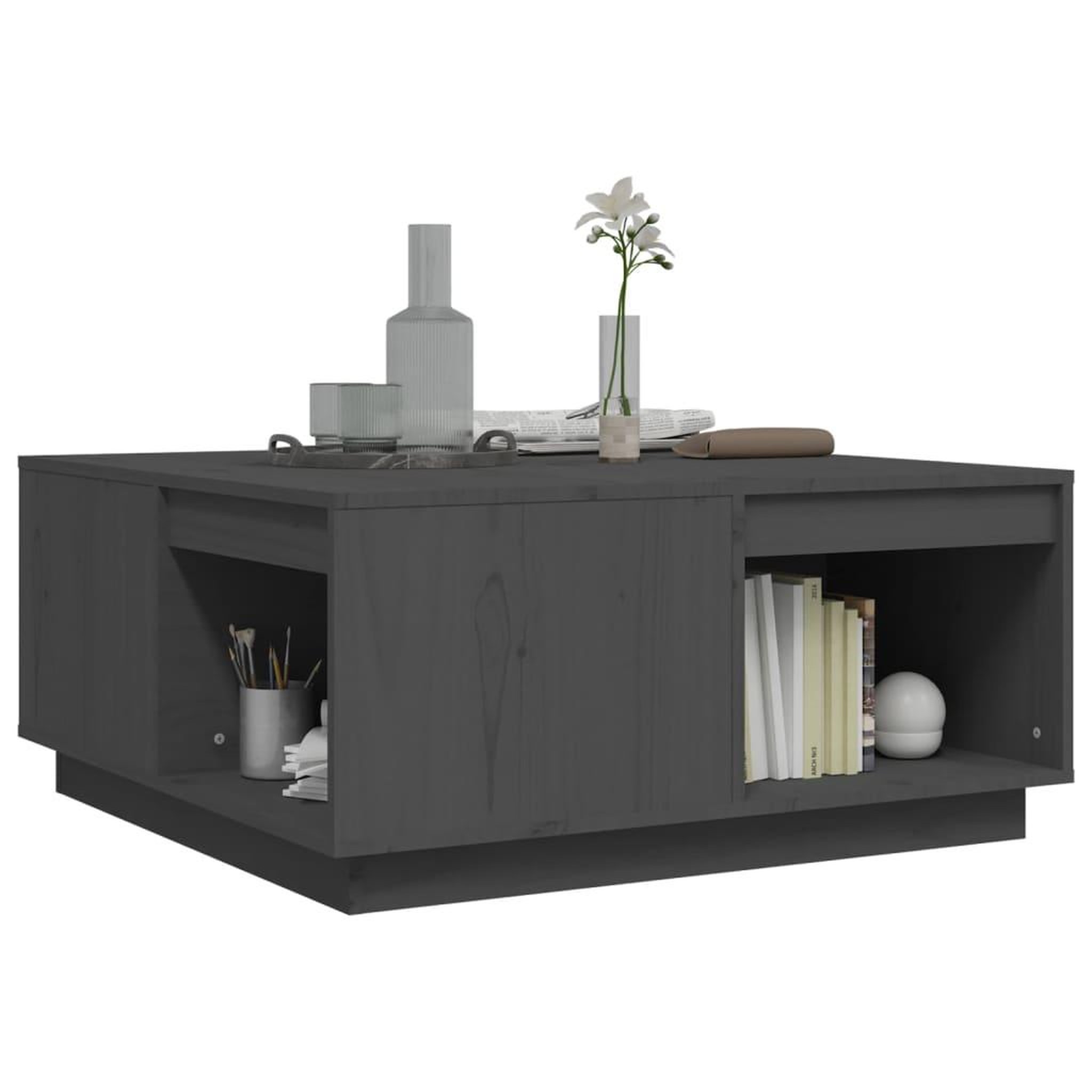 Voir la diapositive 4 : VIDAXL Table basse Gris 80x81x36,5 cm Bois massif de pin