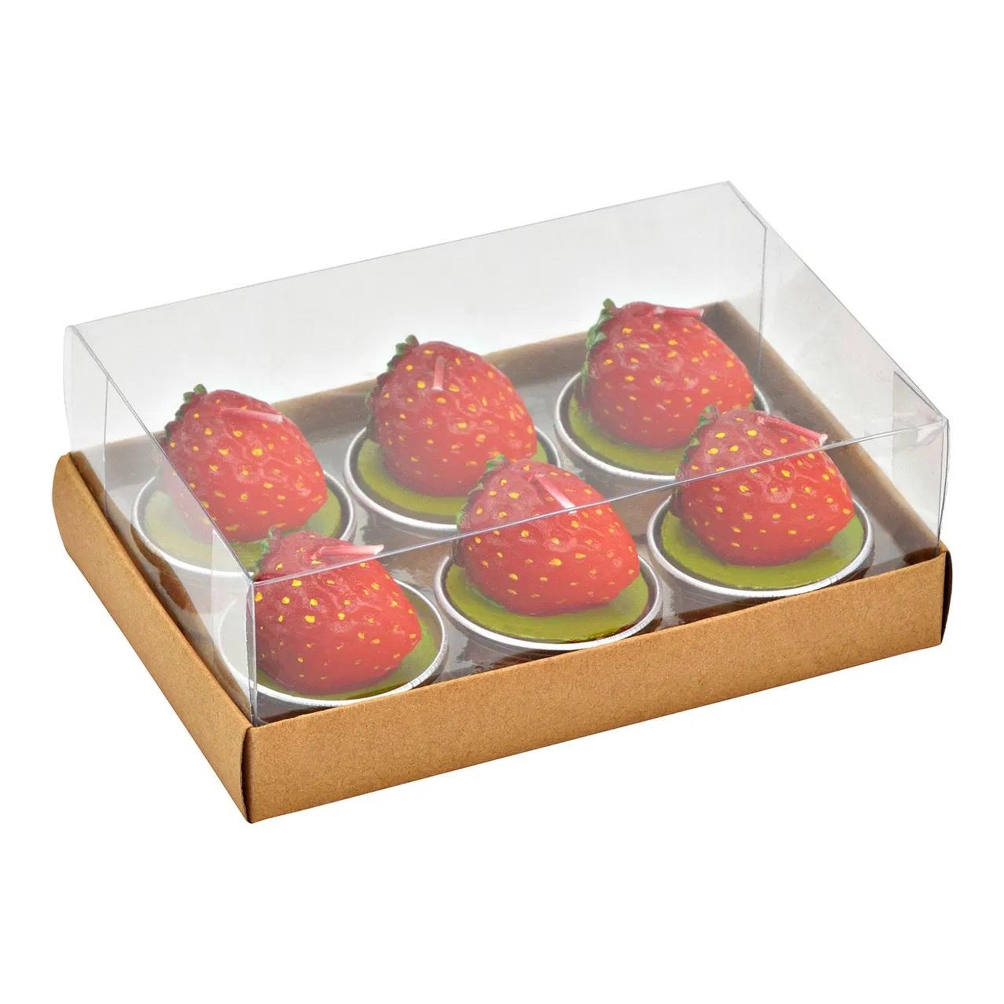 Voir la diapositive 2 : Eden Bougies chauffe-plat fraise en cire set de 6