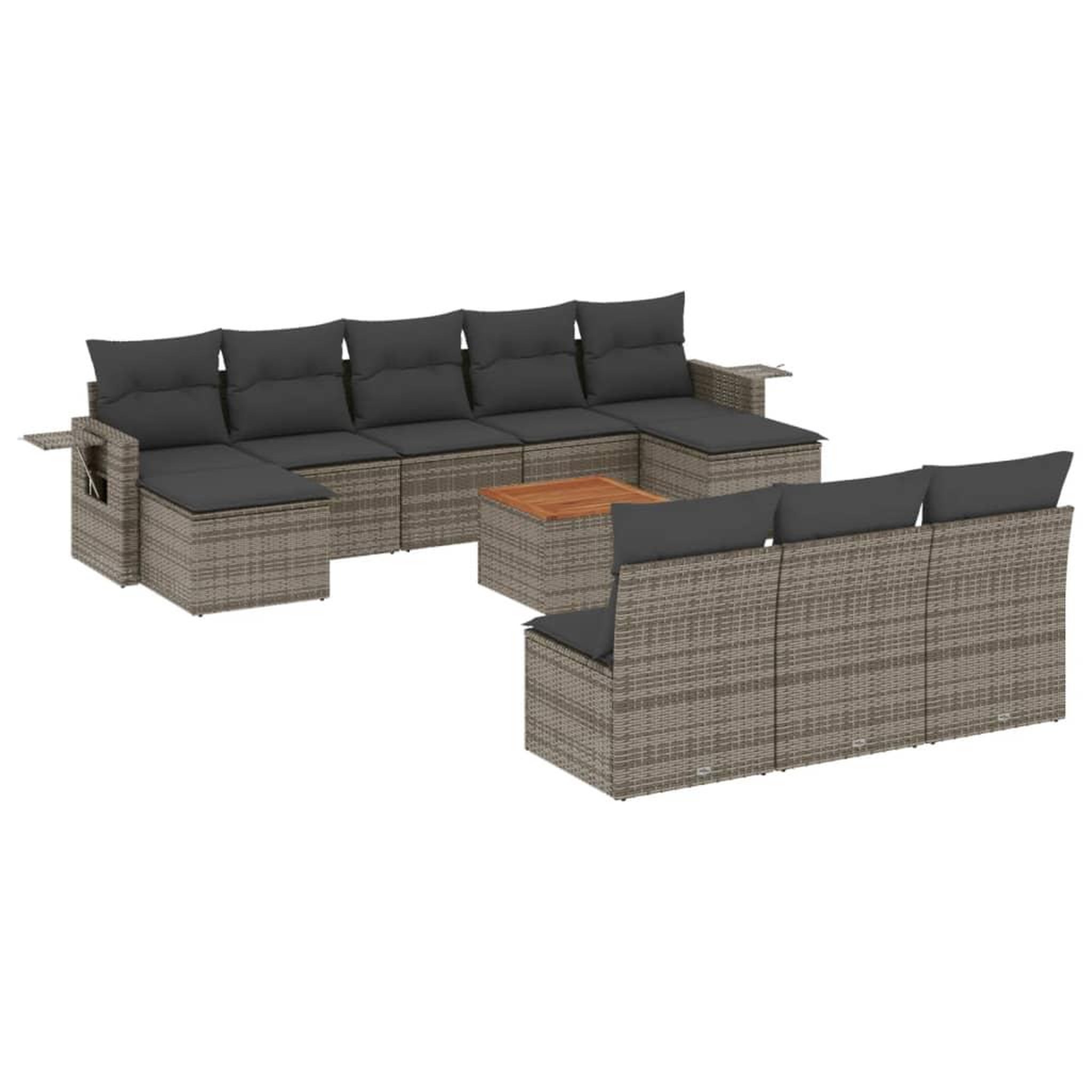 Voir la diapositive 2 : VIDAXL Salon de jardin 11 pcs avec coussins gris resine tressee
