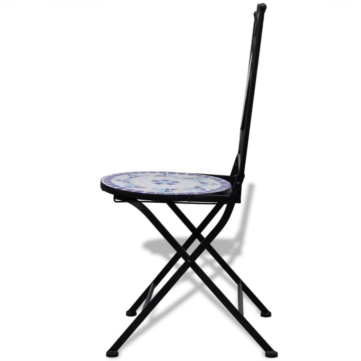 VIDAXL Chaises pliables de bistro lot de 2 Ceramique Bleu et blanc