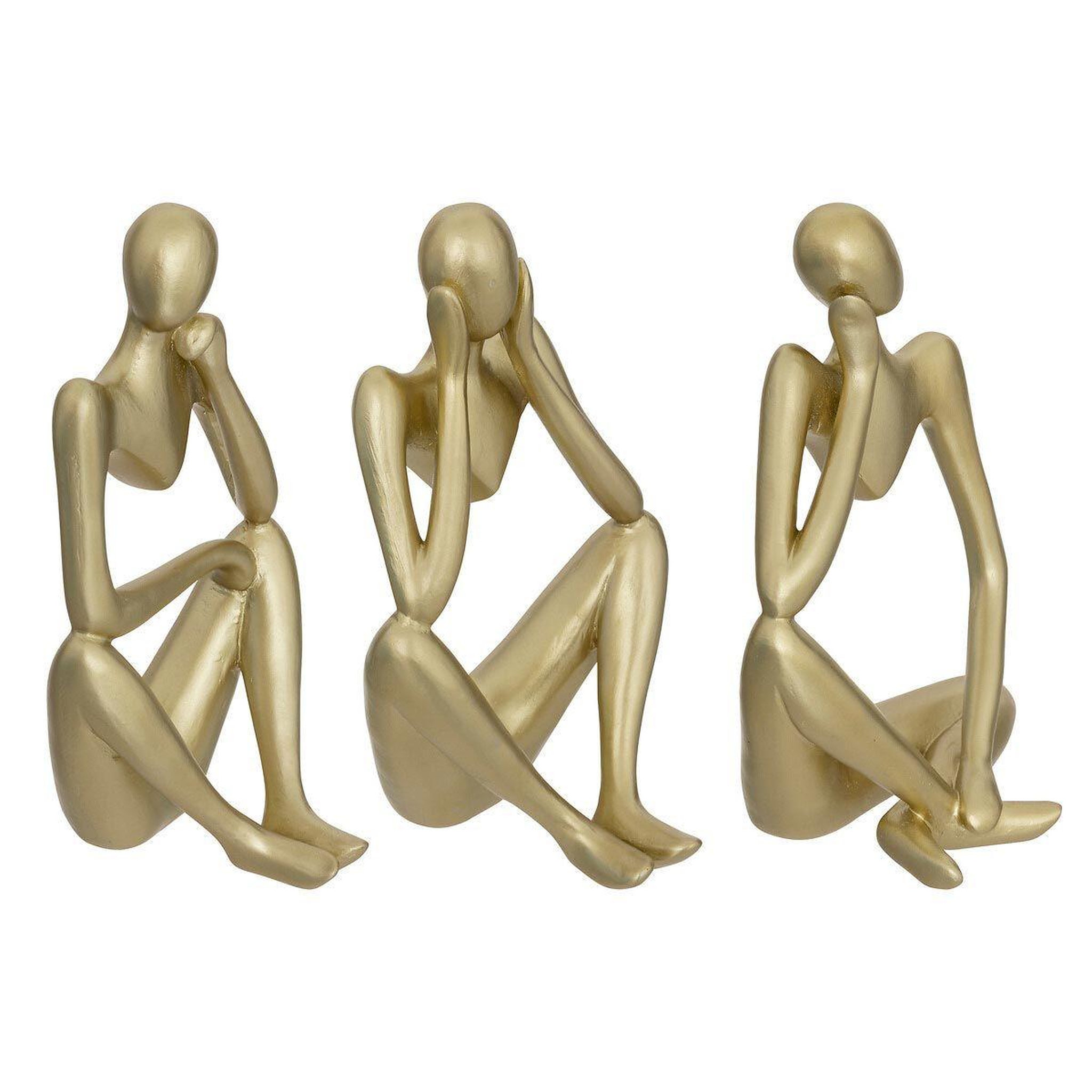 ATMOSPHERA Lot de 3 statuettes déco femme  le collectionneur  17cm or