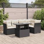 VIDAXL Salon de jardin 6 pcs avec coussins noir resine tressee
