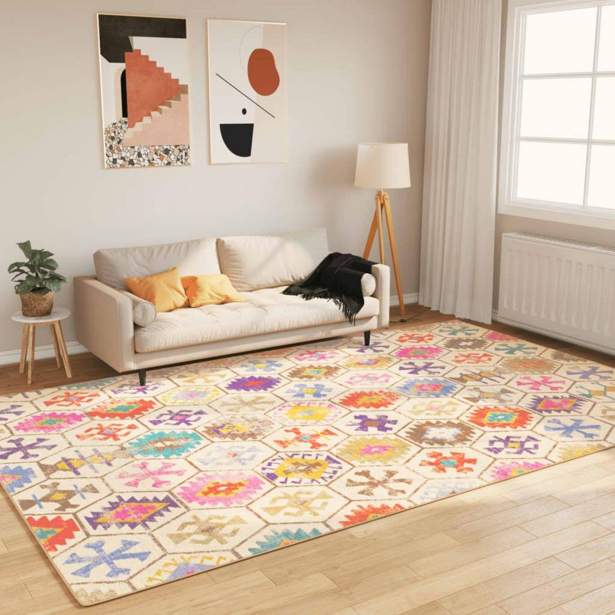 VIDAXL Tapis lavable multicolore 190x300 cm antiderapant
