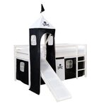 HomeStyle4U Lit mi-hauteur avec rideaux noir avec tour