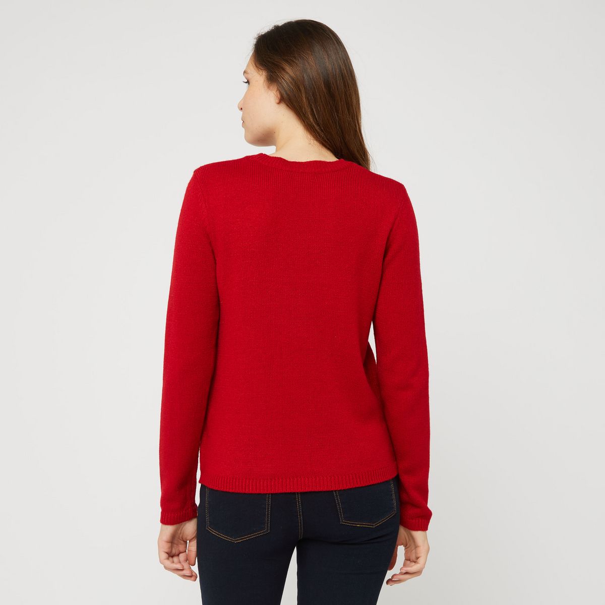 INEXTENSO Pull de noël Renne rouge femme