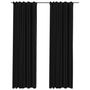 Voir la diapositive 2 : VIDAXL Rideaux occultants aspect lin crochet 2pcs Anthracite 140x245cm
