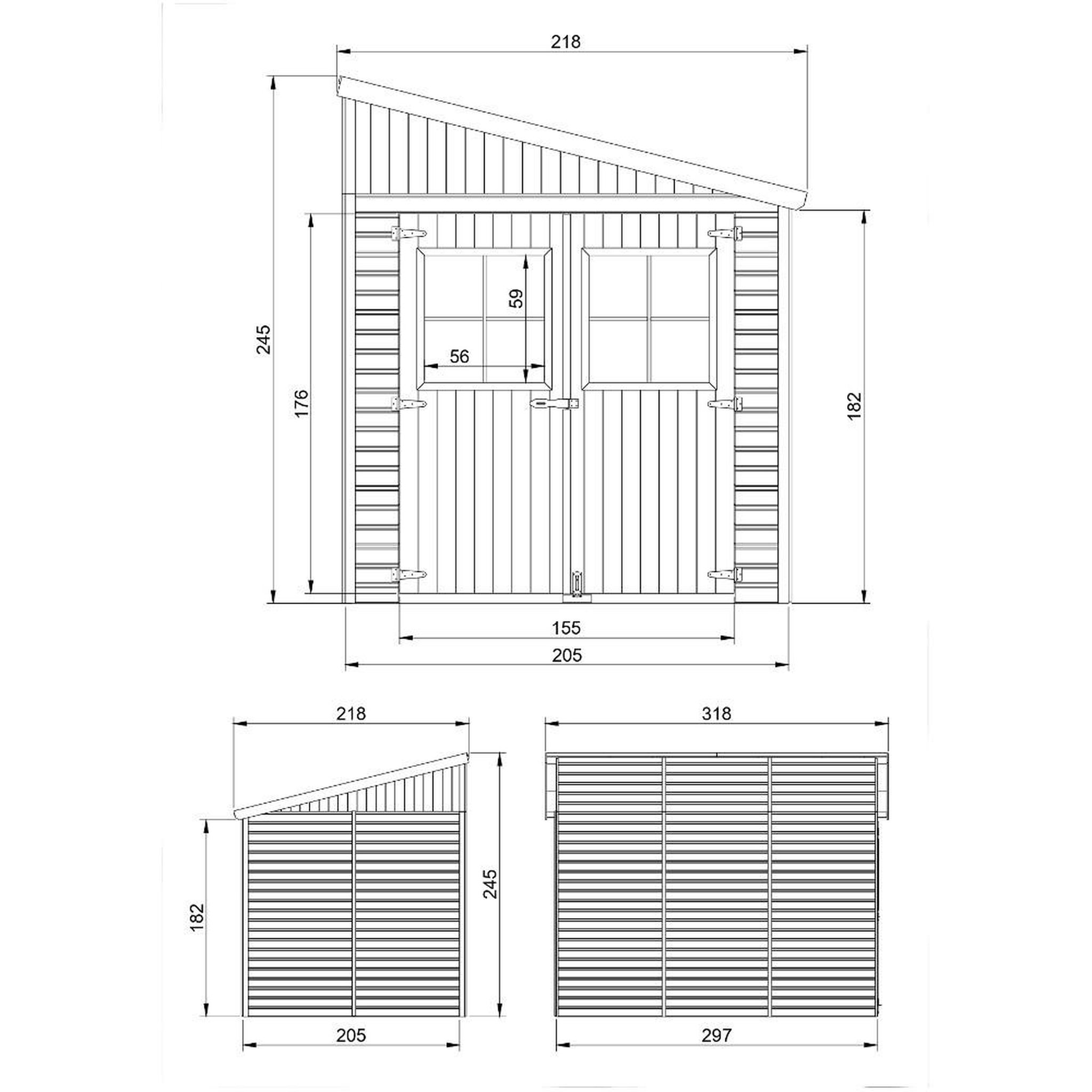 Voir la diapositive 6 : TIMBELA Abri de Jardin en Bois avec paroi latérale - 6 m2 M339A