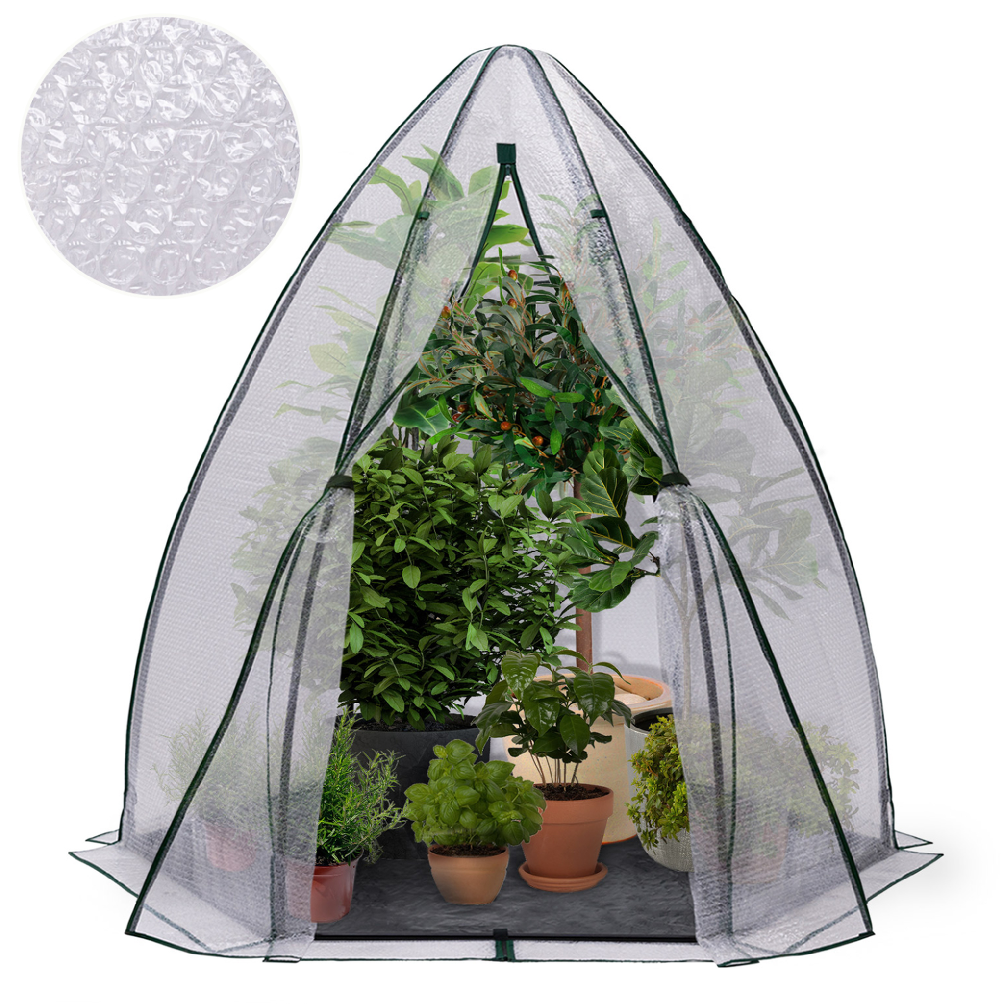 ID MARKET Serre d'hivernage dôme bâche bulle 160 x 160 x 180 cm maxi chaleur balcon et terrasse