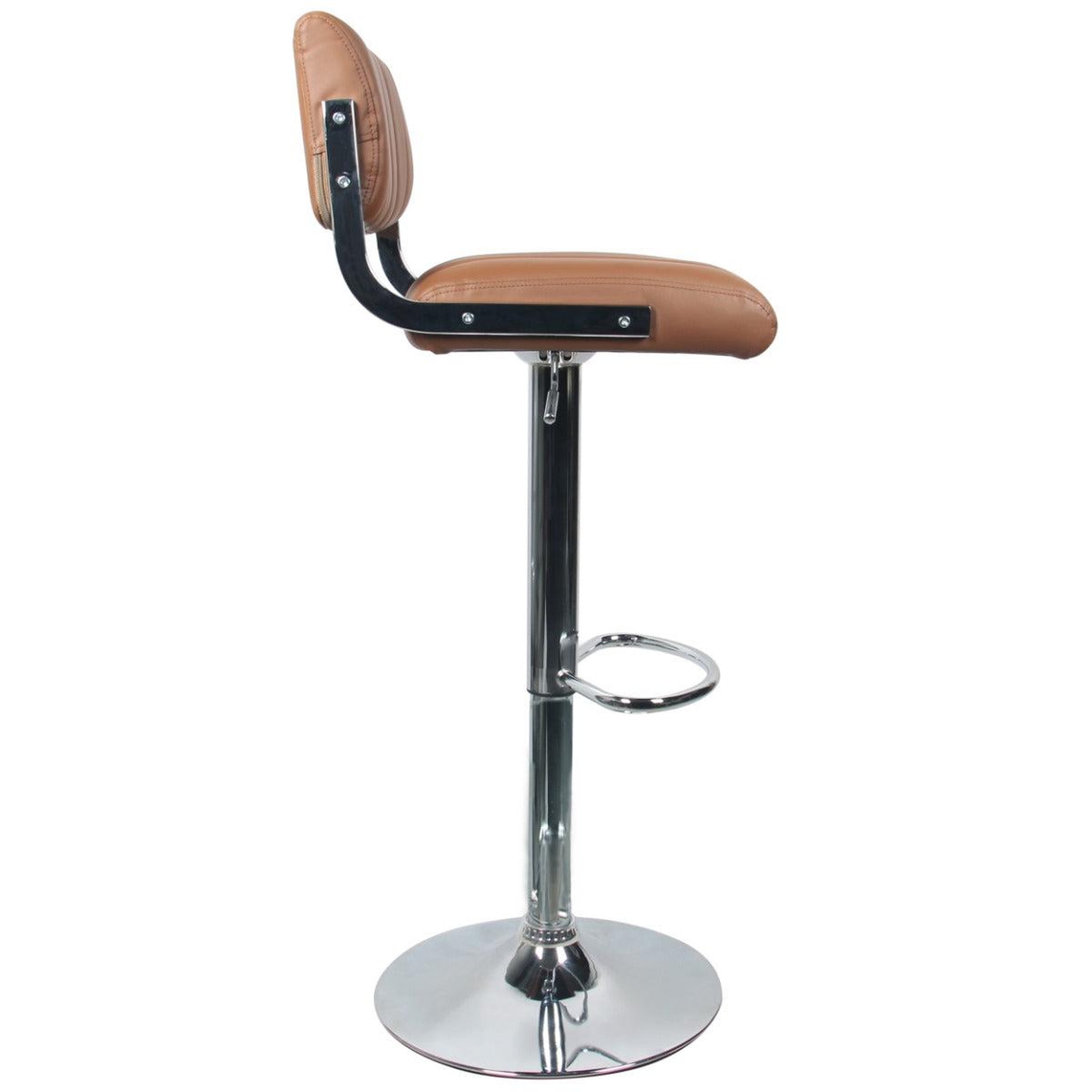 Voir la diapositive 5 : Rendez vous déco Lot de 2 chaises de bar réglables 61/83 cm en cuir synthétique marron - Houston