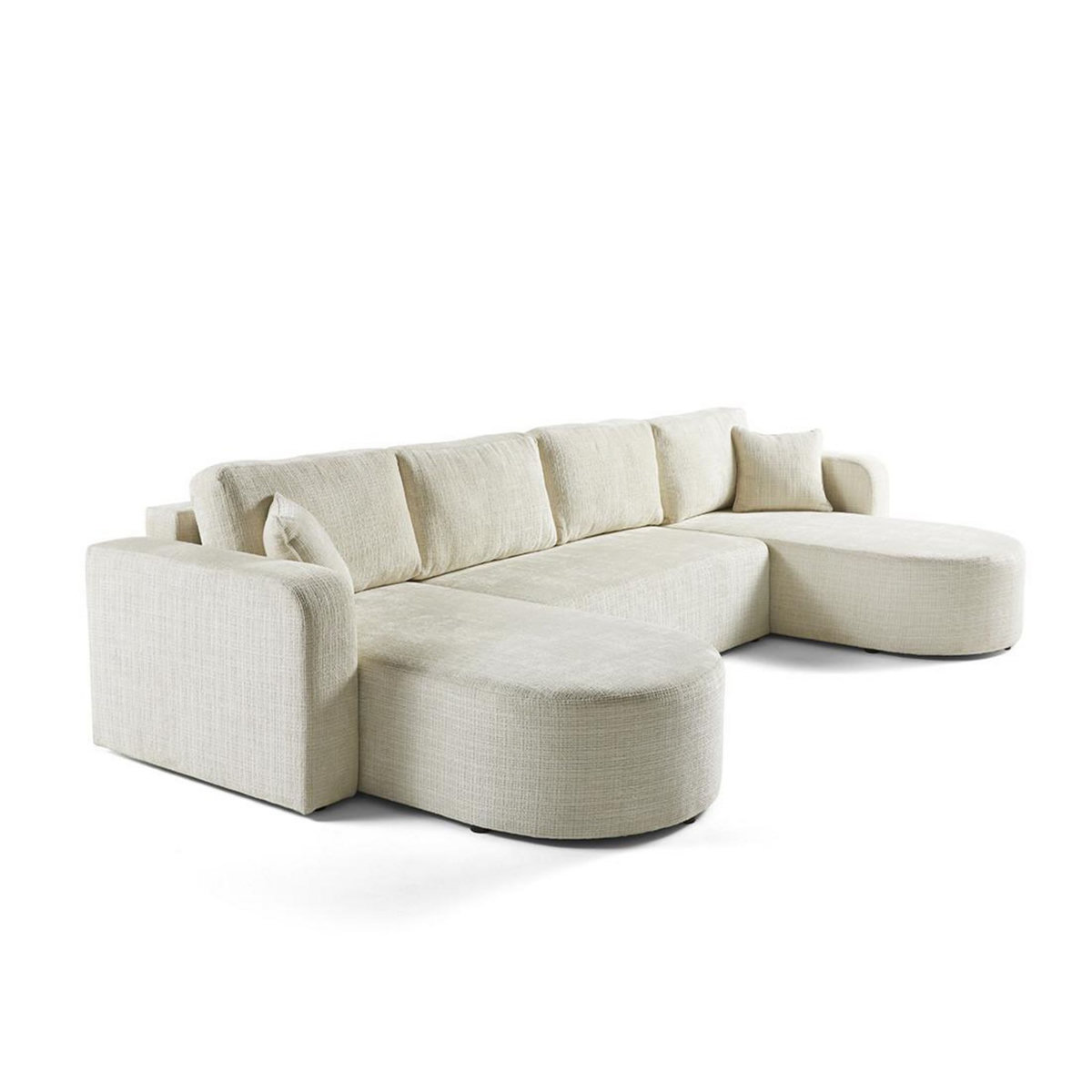 BEST MOBILIER Miro - canapé panoramique en u 7 places - convertible avec coffre - en velours texturé