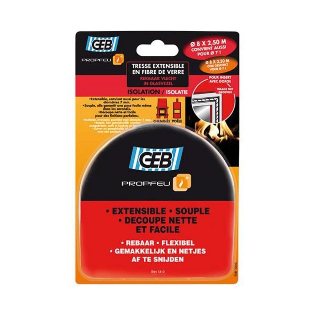 Geb Tresse fibre verre extensible d.8mmx2.5m - 821522