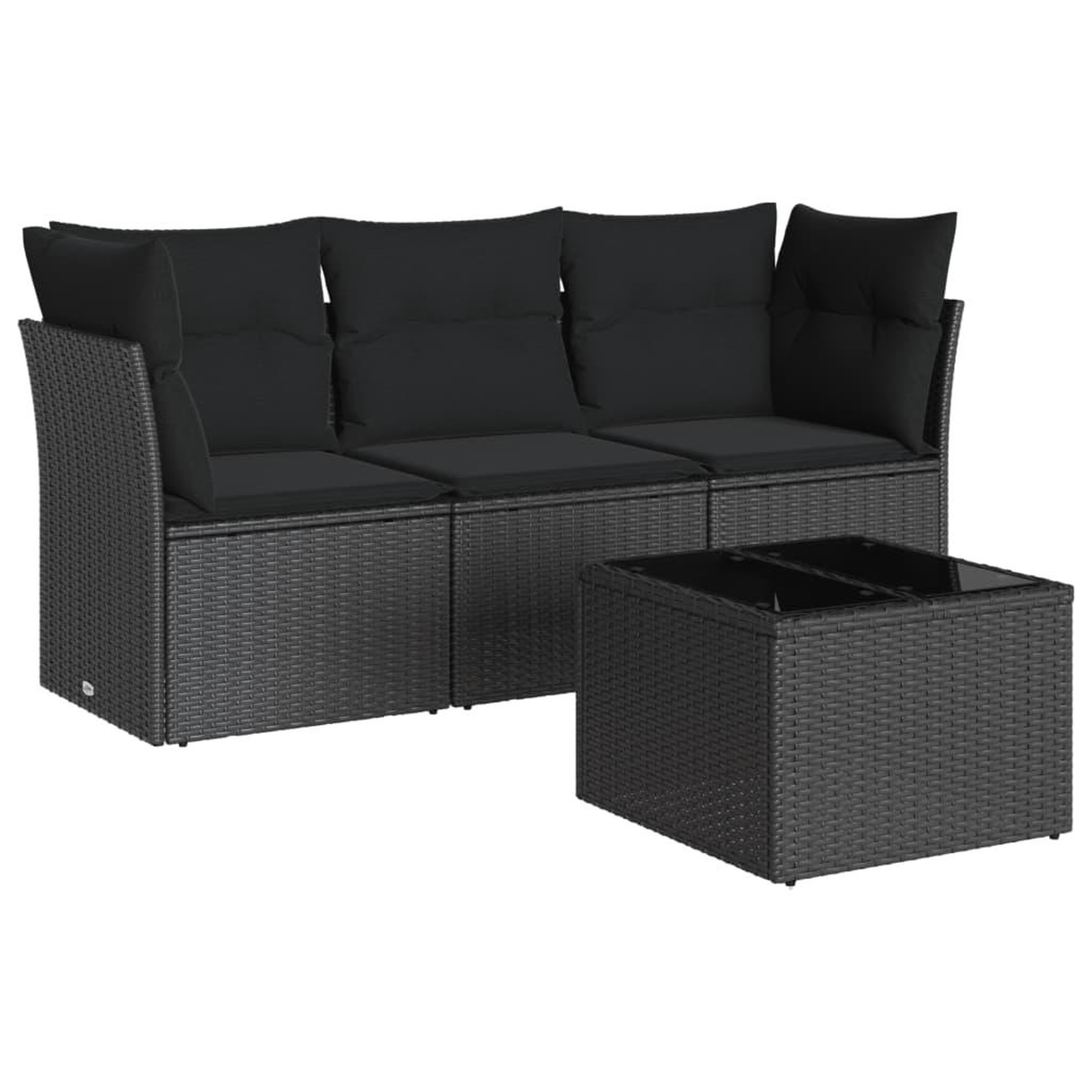 Voir la diapositive 2 : VIDAXL Salon de jardin 4 pcs avec coussins noir resine tressee