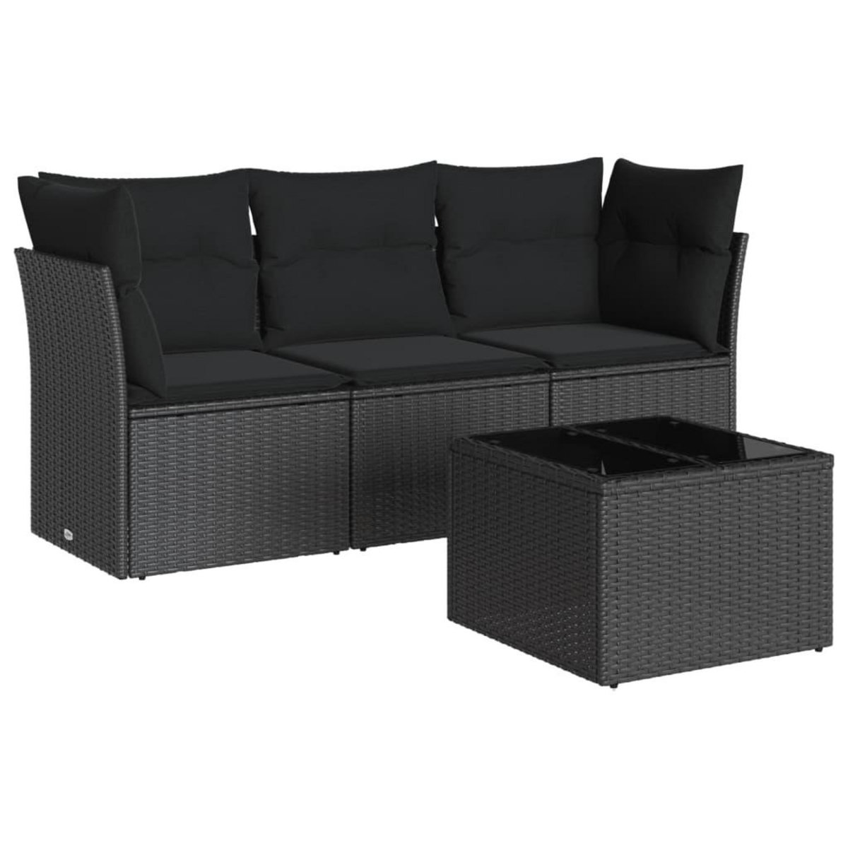 VIDAXL Salon de jardin 4 pcs avec coussins noir resine tressee