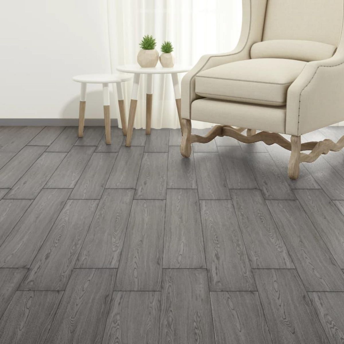 VIDAXL Dalles de plancher PVC autoadhesif 5,02 m^2 2 mm gris fonce