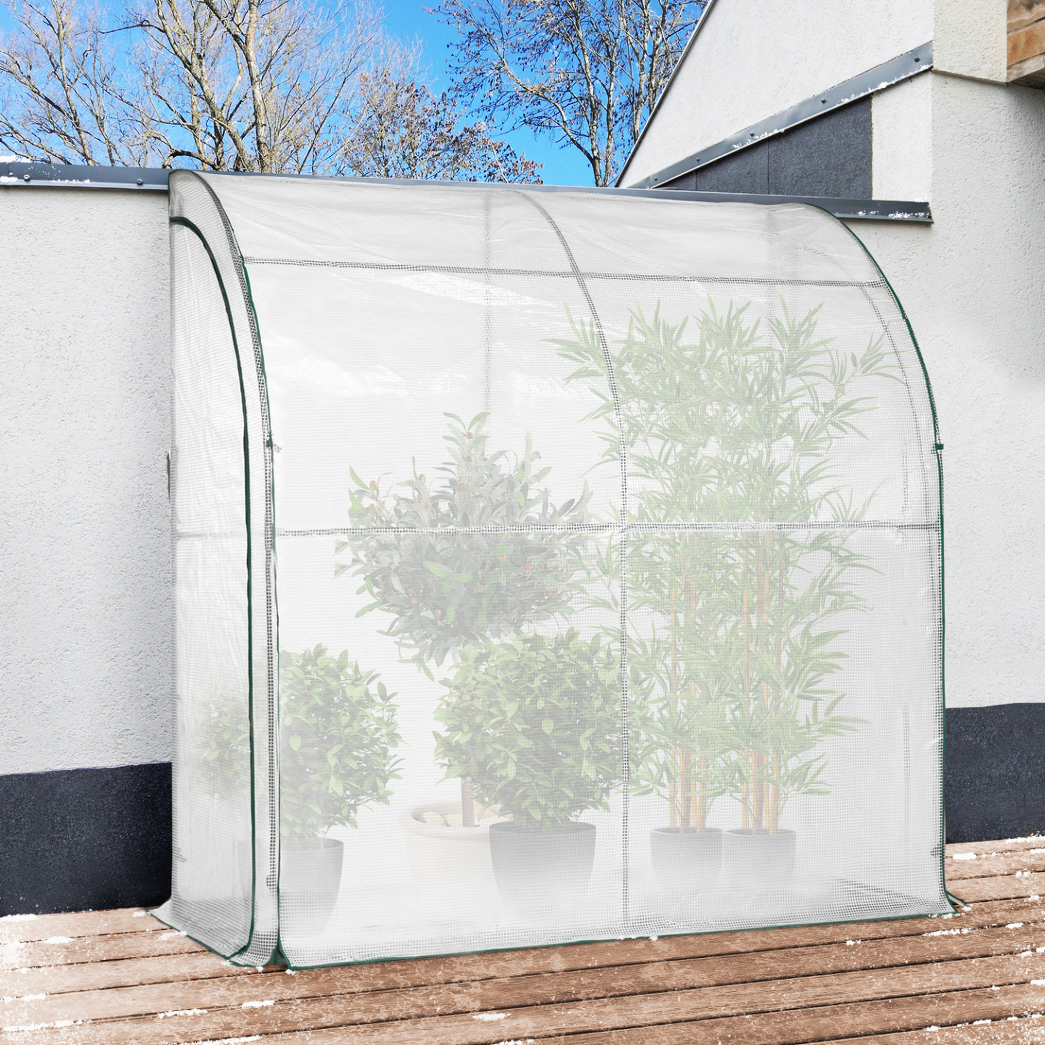 Voir la diapositive 4 : ID MARKET Serre d'hivernage murale adossée 200 x 80 x 160 cm balcon et terrasse