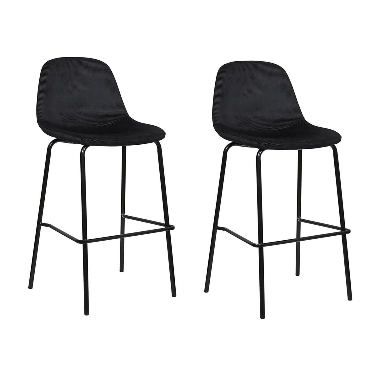 TOILINUX Lot de 2 chaises de bar GIULIA - Noir
