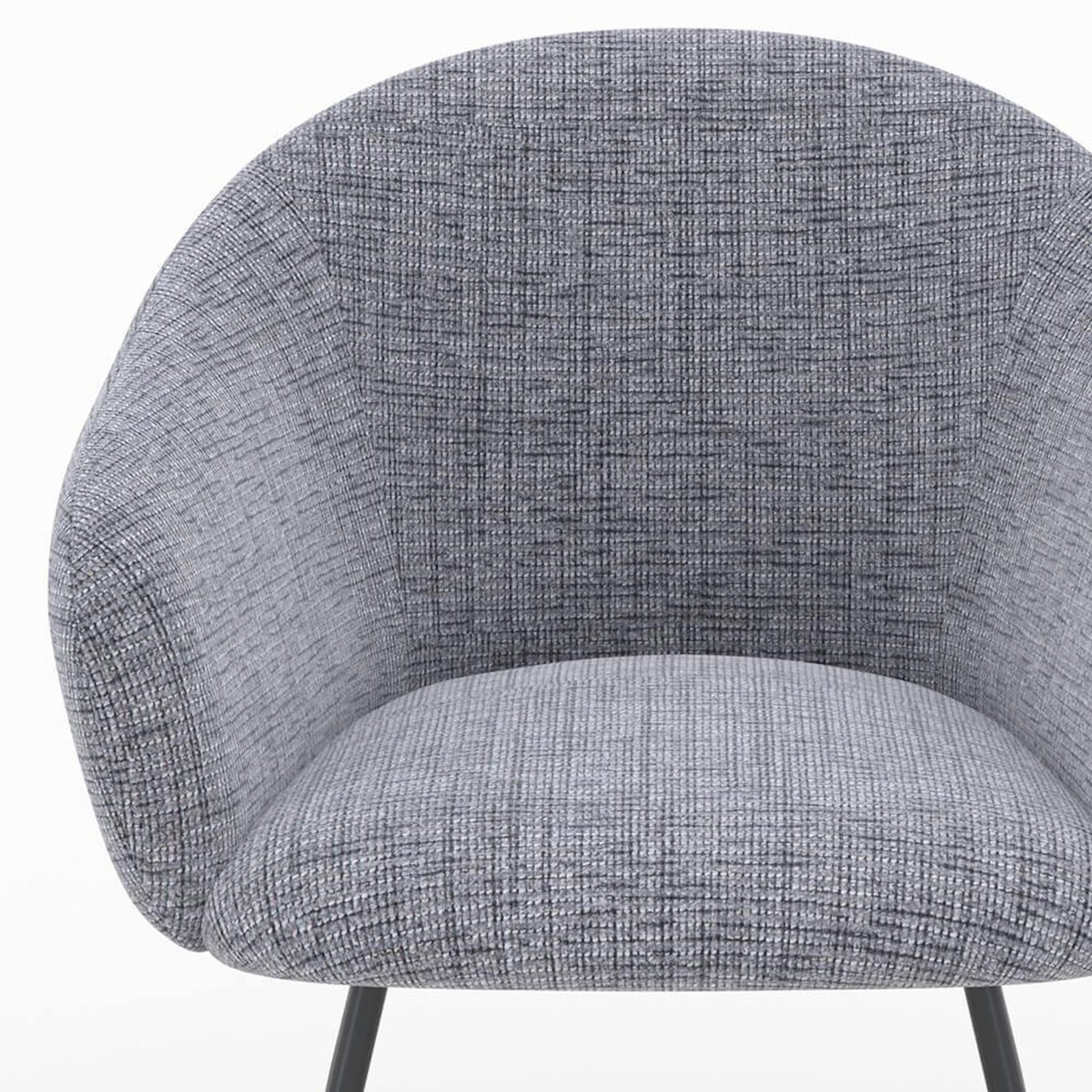 MAISON PAVANE Fauteuil en tissu gris chiné et pieds en métal noir-Socky