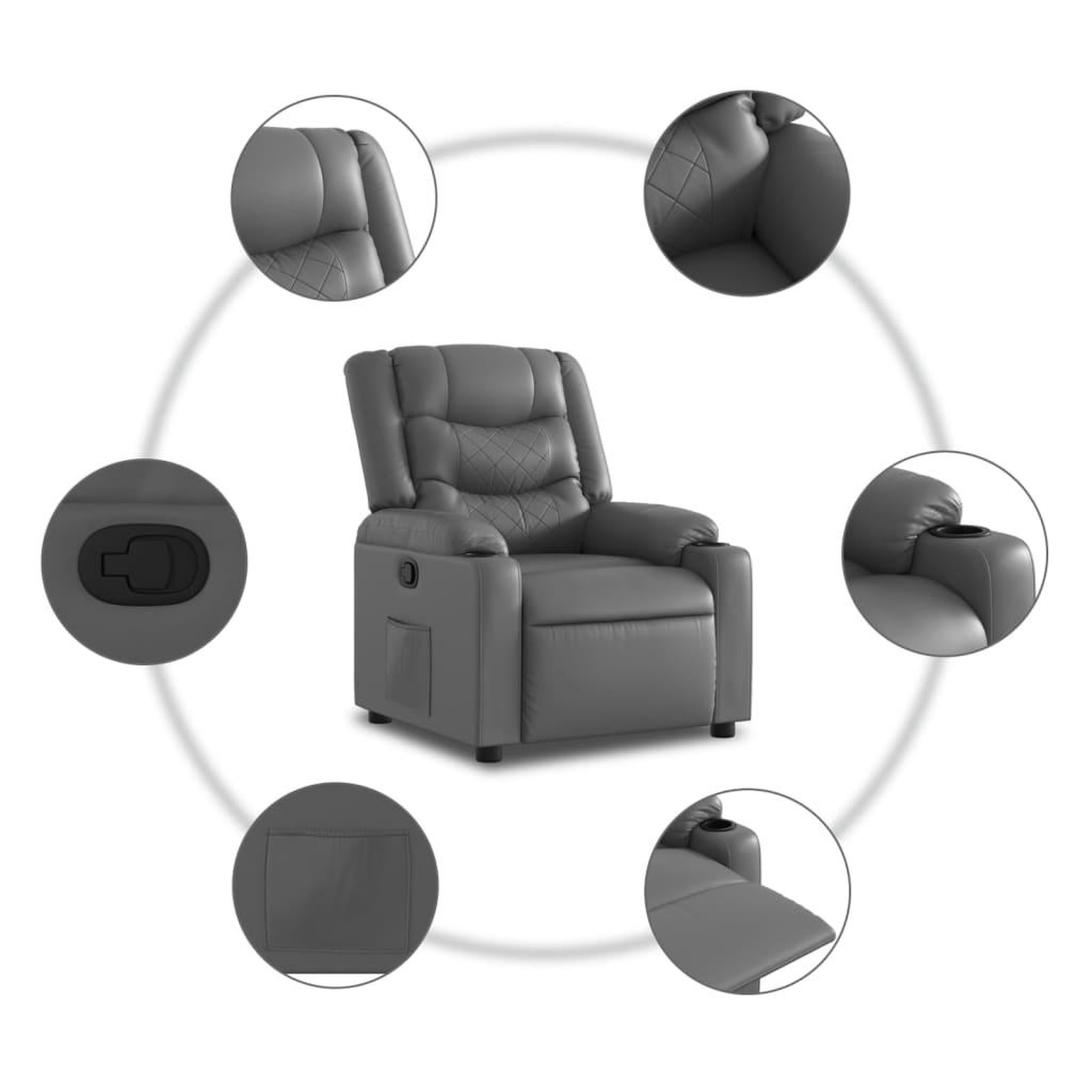 Voir la diapositive 5 : VIDAXL Fauteuil inclinable Gris Similicuir