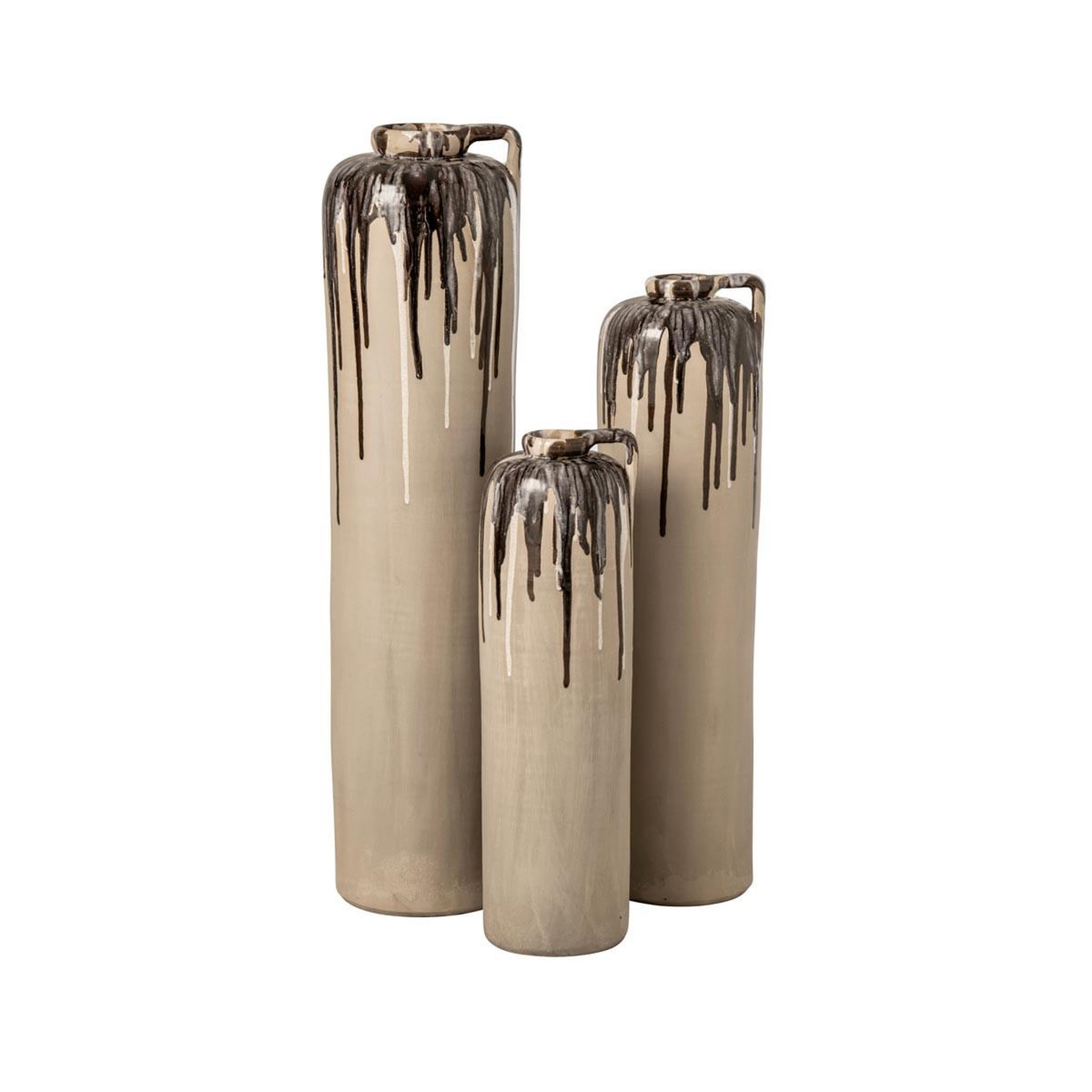 Voir la diapositive 2 : J-LINE Vase haut en céramique  canyon  68cm beige