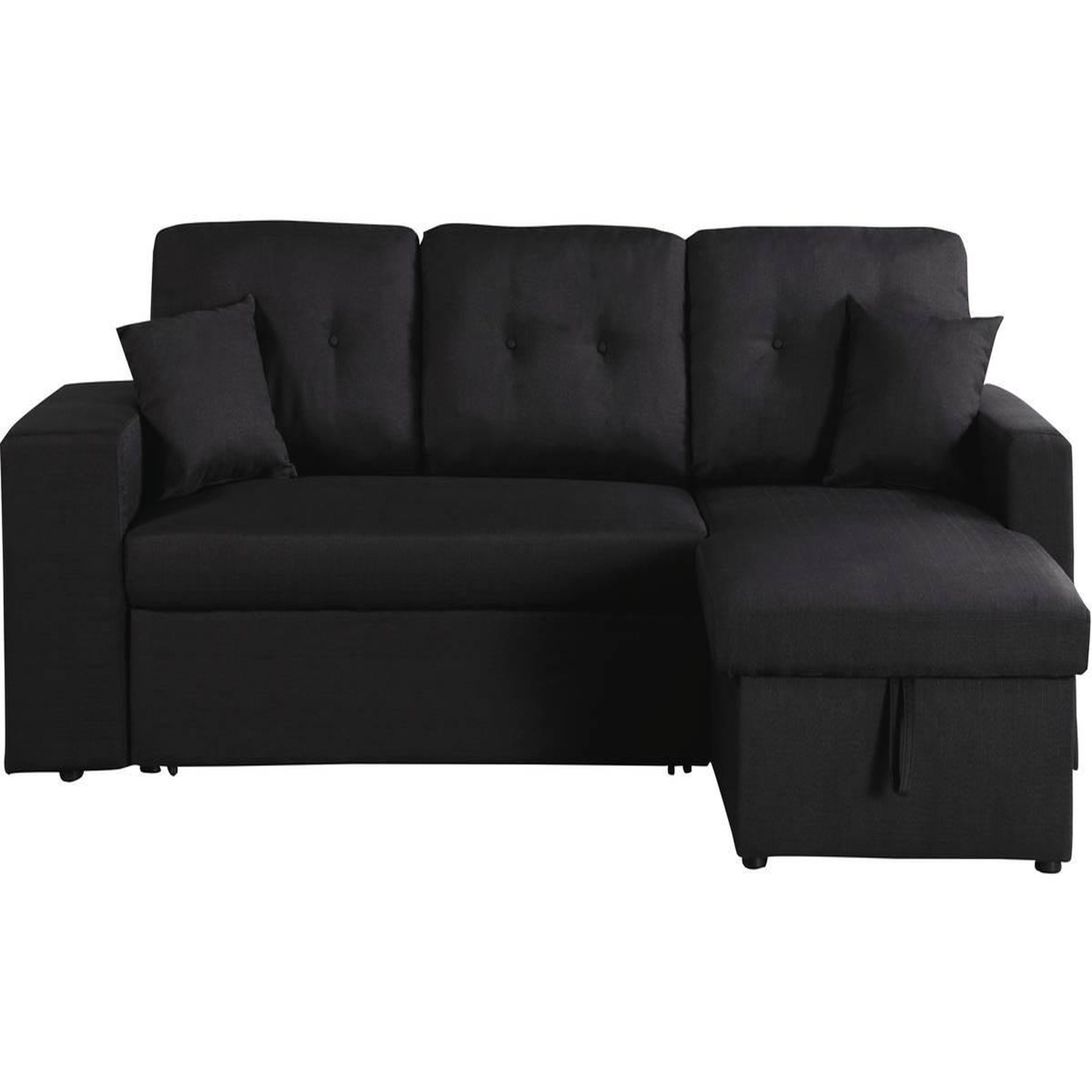 Voir la diapositive 4 : Habitat et Jardin Canapé d'angle convertible/réversible  axel  - 3 places - noir
