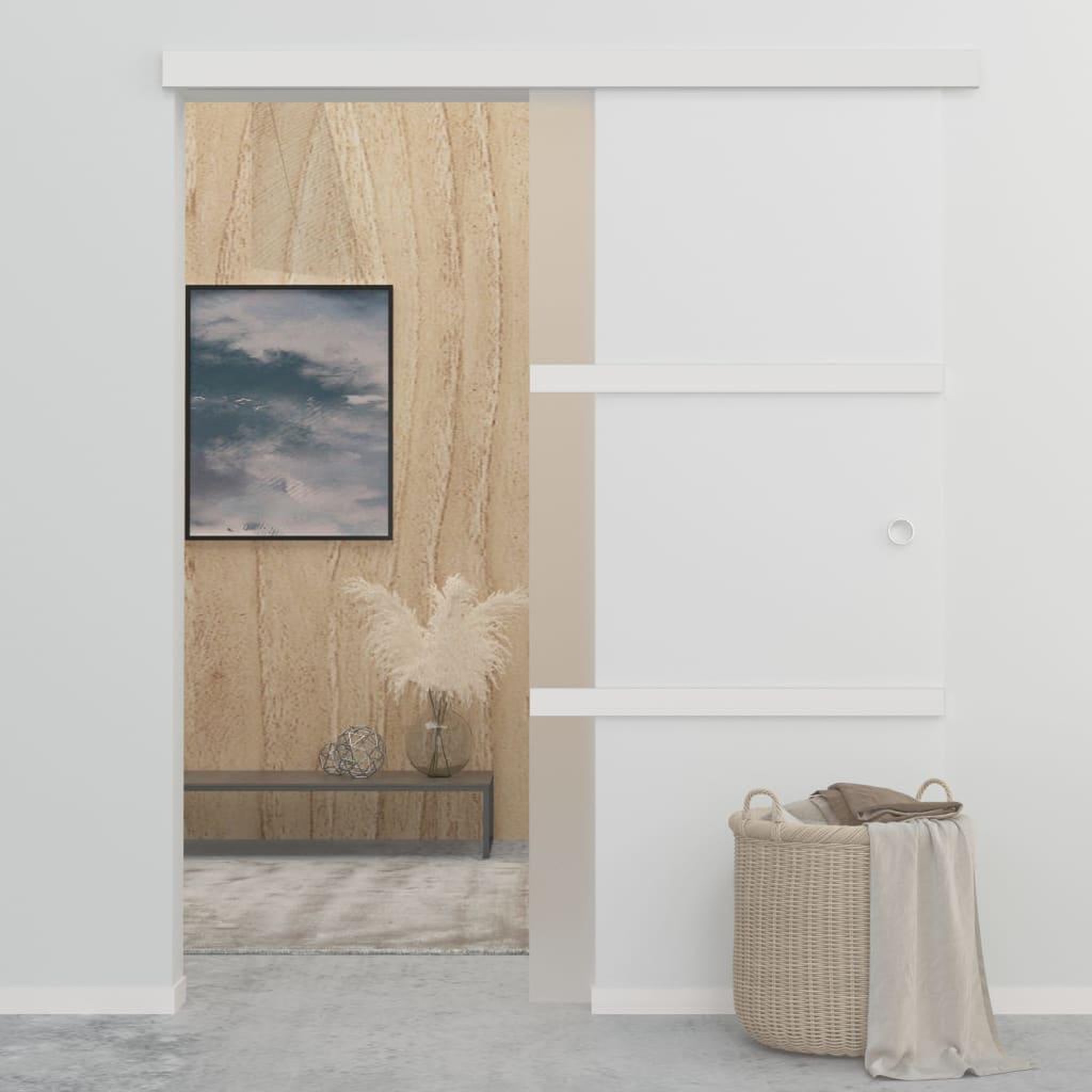 Voir la diapositive 3 : VIDAXL Porte coulissante Verre ESG et aluminium 90x205 cm Argente