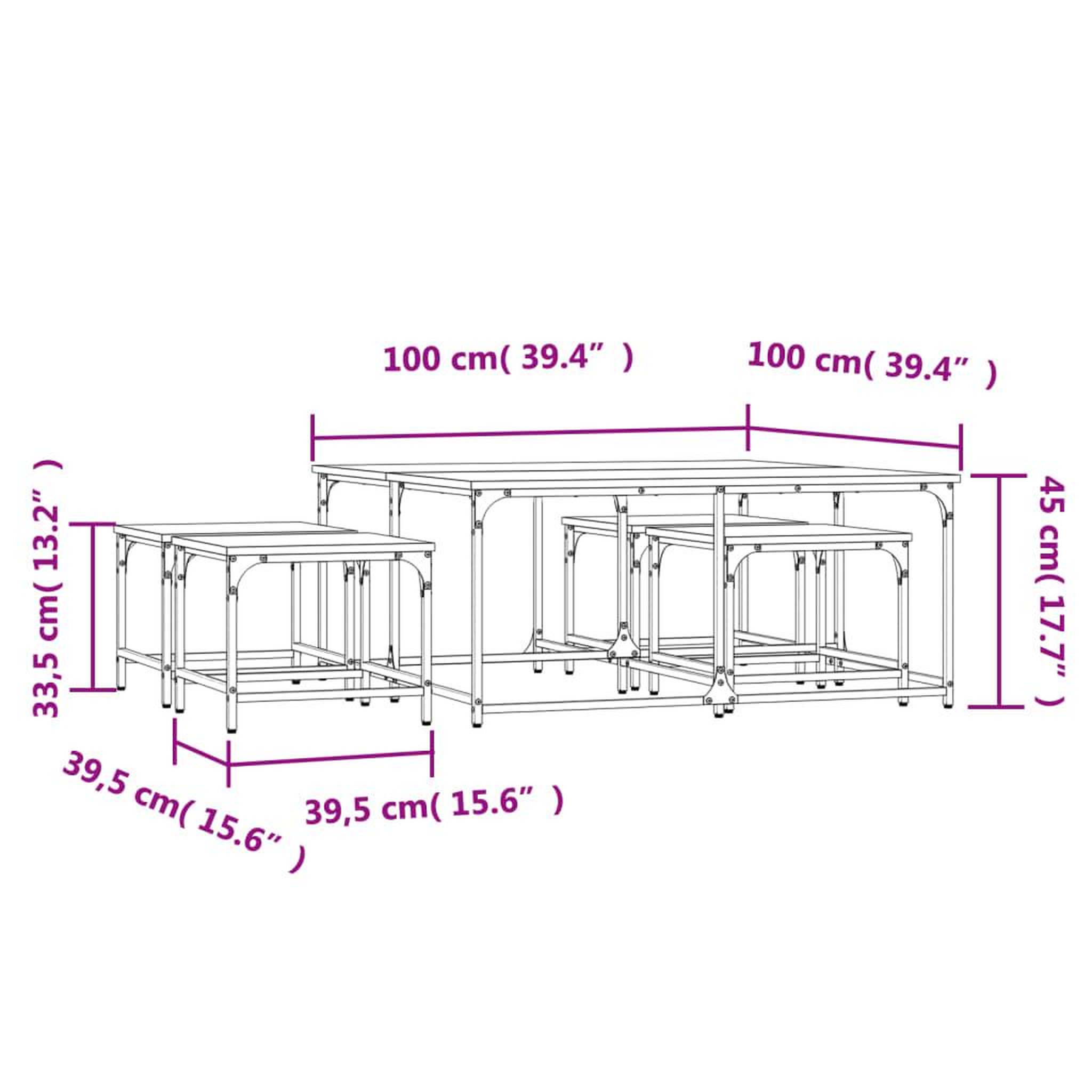 Voir la diapositive 6 : VIDAXL Tables basses gigognes 5 pcs noir bois d'ingenierie