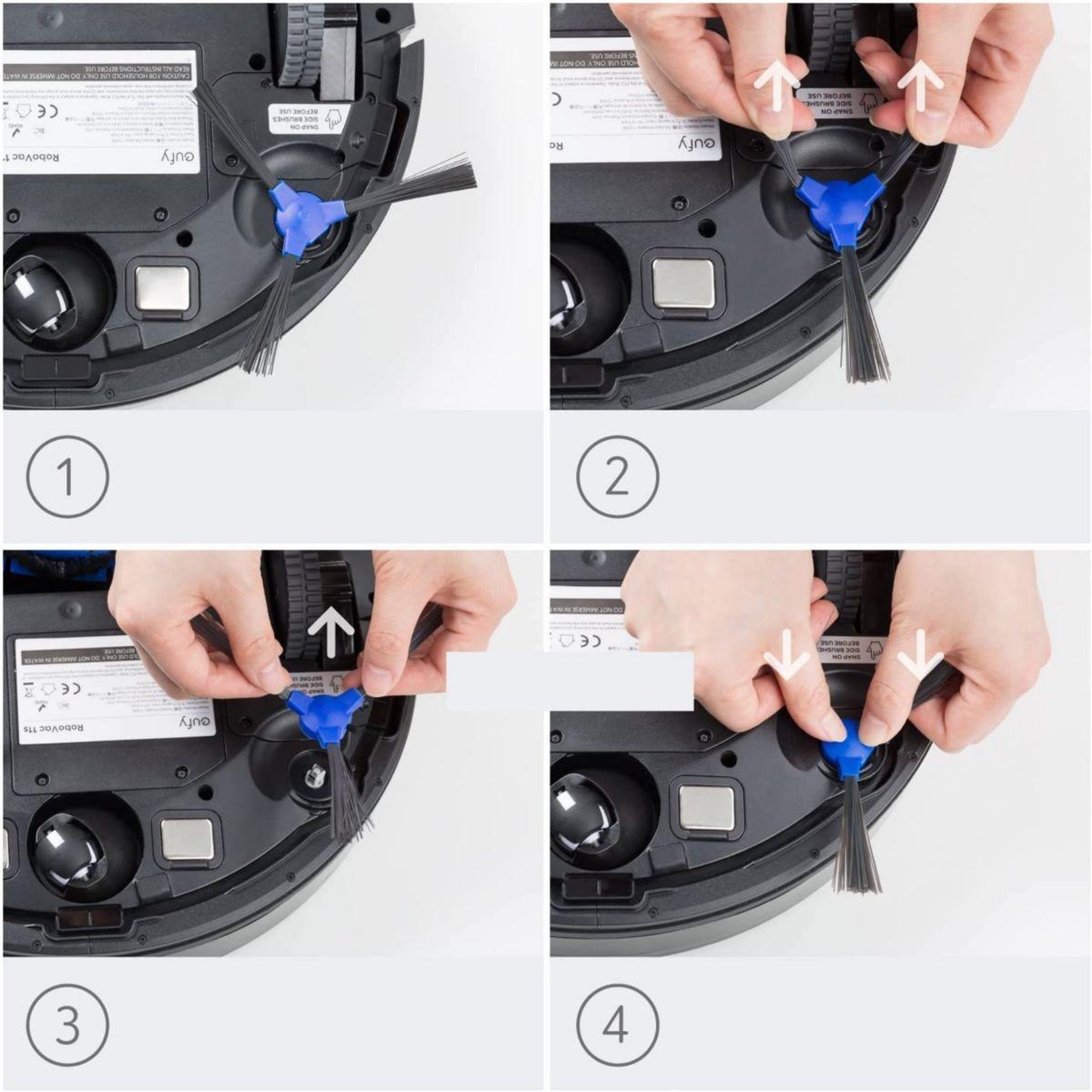 Voir la diapositive 2 : EUFY Brossette Latérale x4 RoboVac 11S 15C 30C 35C G10 L70