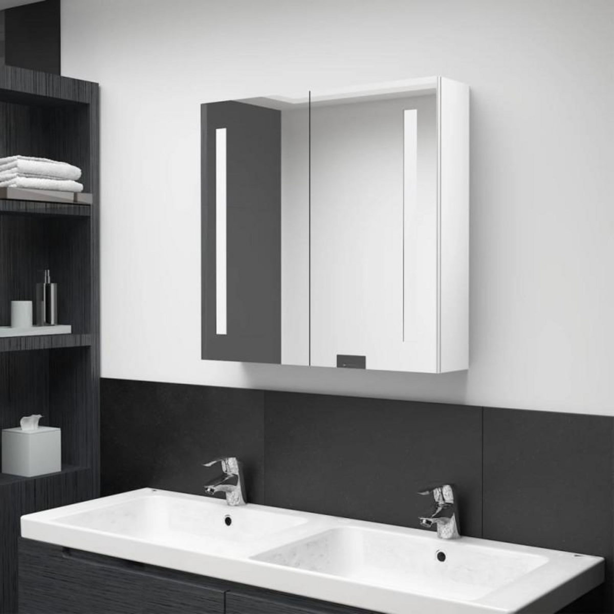 VIDAXL Armoire de salle de bain à miroir LED Blanc brillant 62x14x60cm