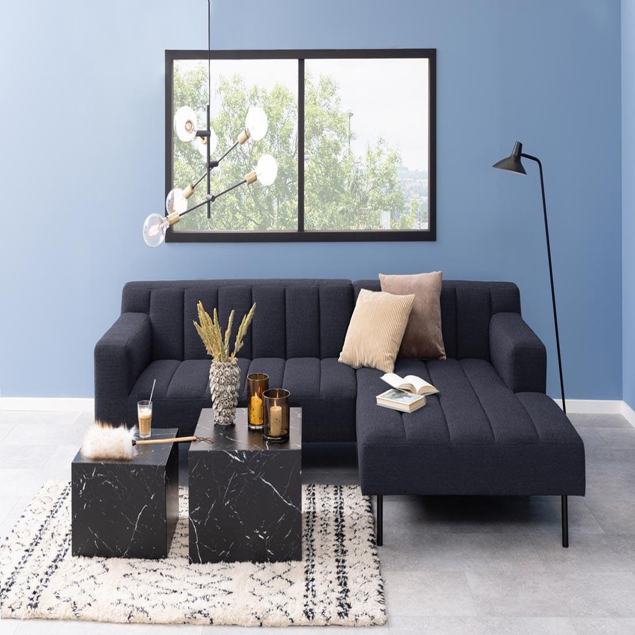 Voir la diapositive 2 : LISA DESIGN Pueblo - lot de 2 tables basses - effet marbre noir - 58 et 50 cm