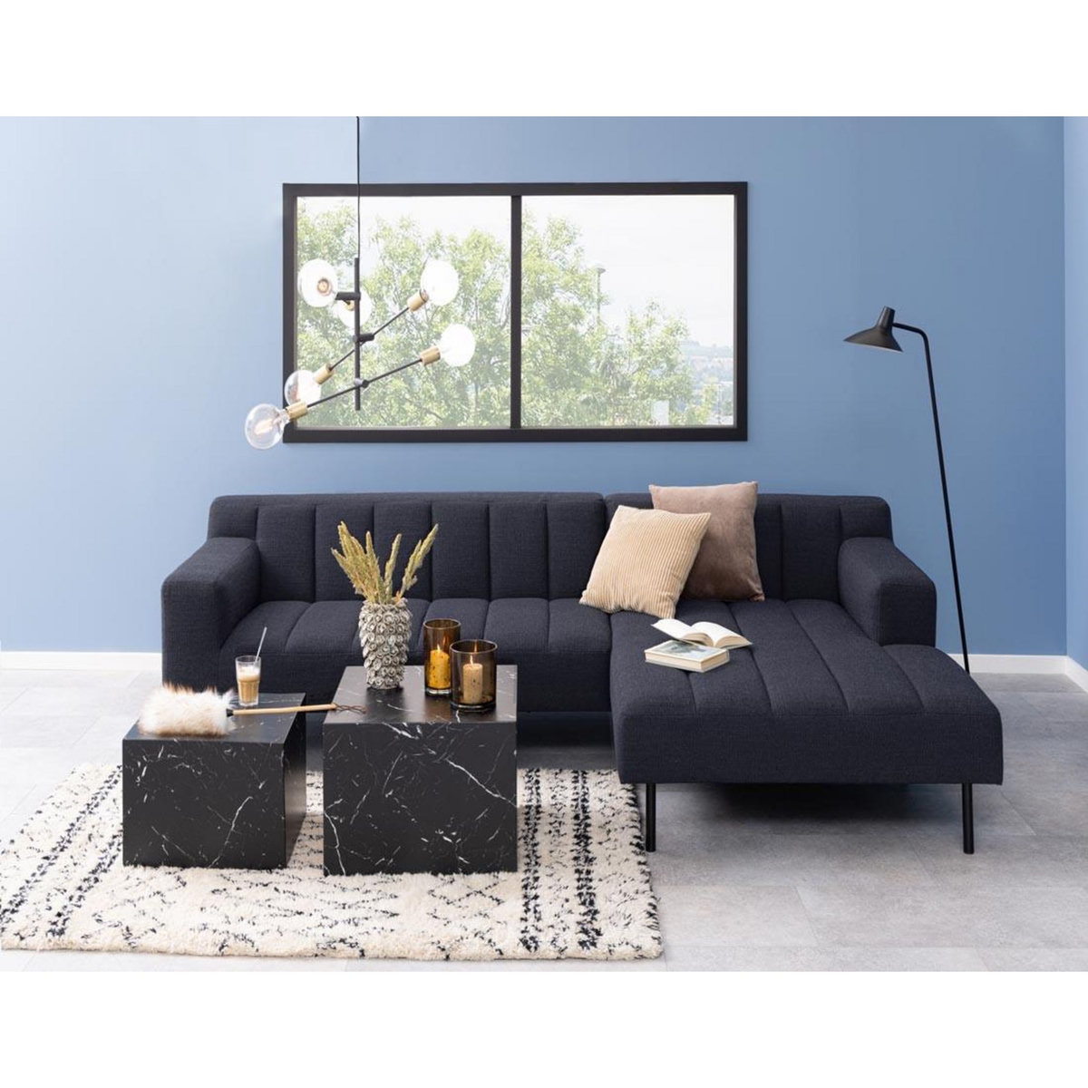 LISA DESIGN Pueblo - lot de 2 tables basses - effet marbre noir - 58 et 50 cm