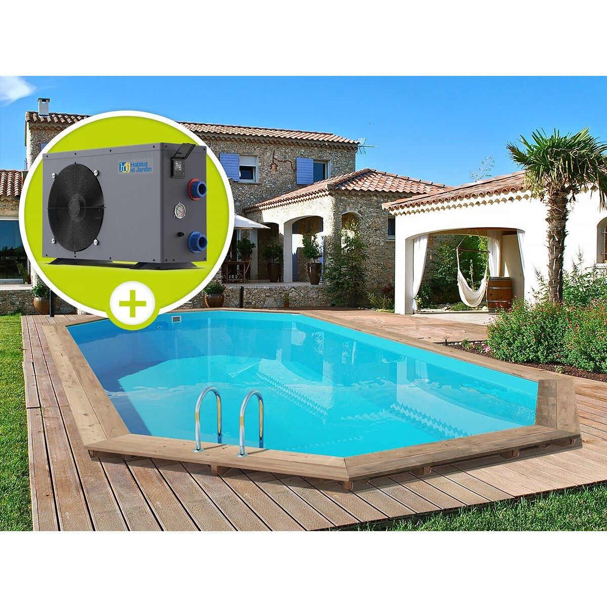 Habitat et Jardin Piscine bois   Palma 130   - 7.57 x 4.07 x 1.31 m + Pompe à chaleur 6.1 kW