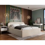 BEST MOBILIER Orane - lit coffre - 140x200 cm - en tissu bouclette. Coloris disponibles : Blanc, Gris, Beige, Vert, Rose, Bleu