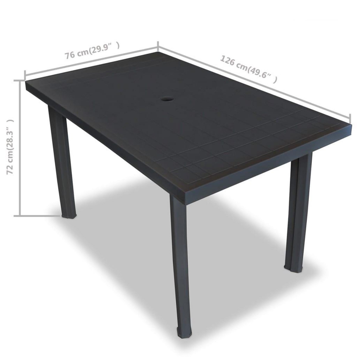 VIDAXL Table de jardin Anthracite 126 x 76 x 72 cm Plastique