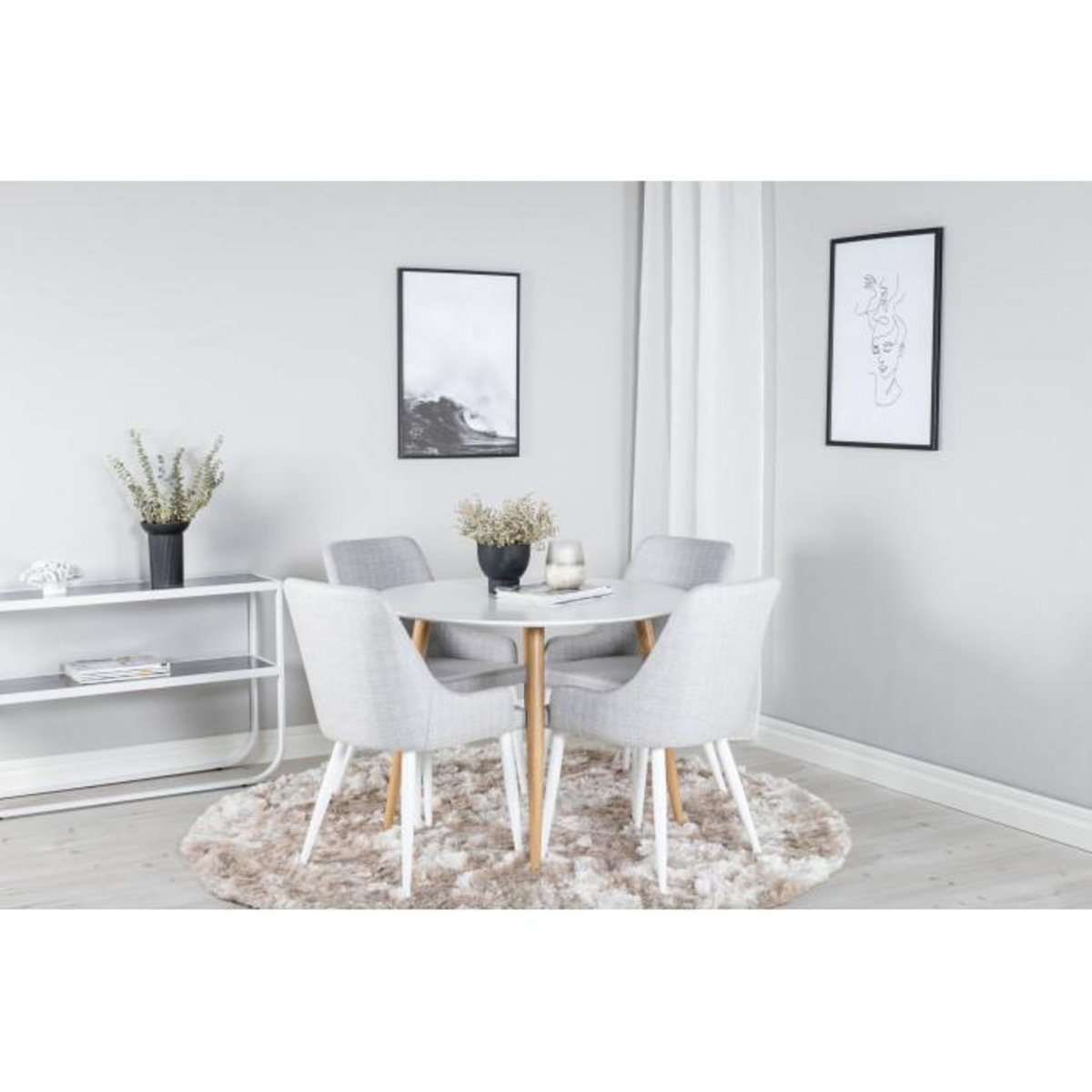 Paris Prix Table à Manger Ronde  Plaza  100cm Blanc & Naturel