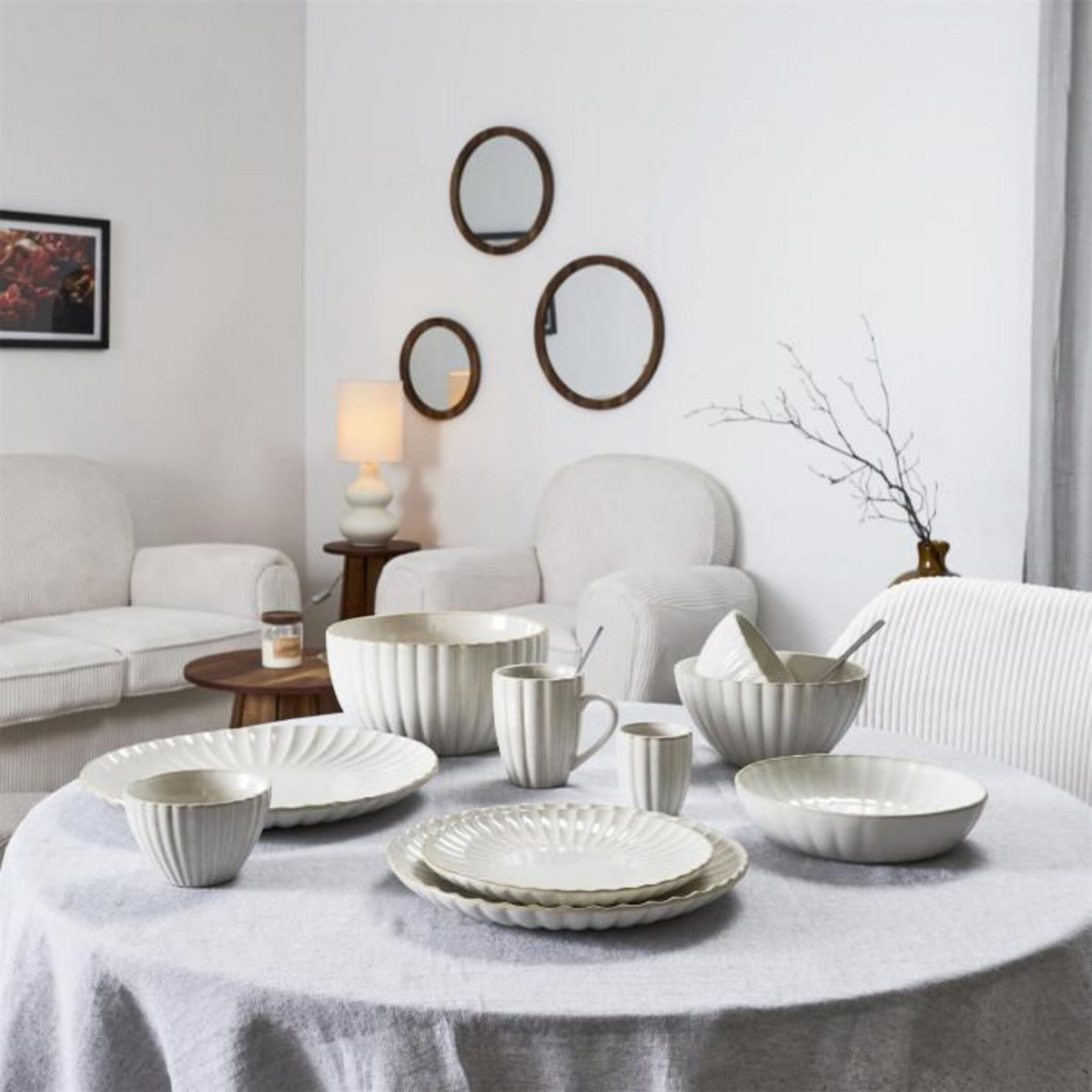 Paris Prix Lot de 6 Assiettes Creuses  Vlora  25cm Beige