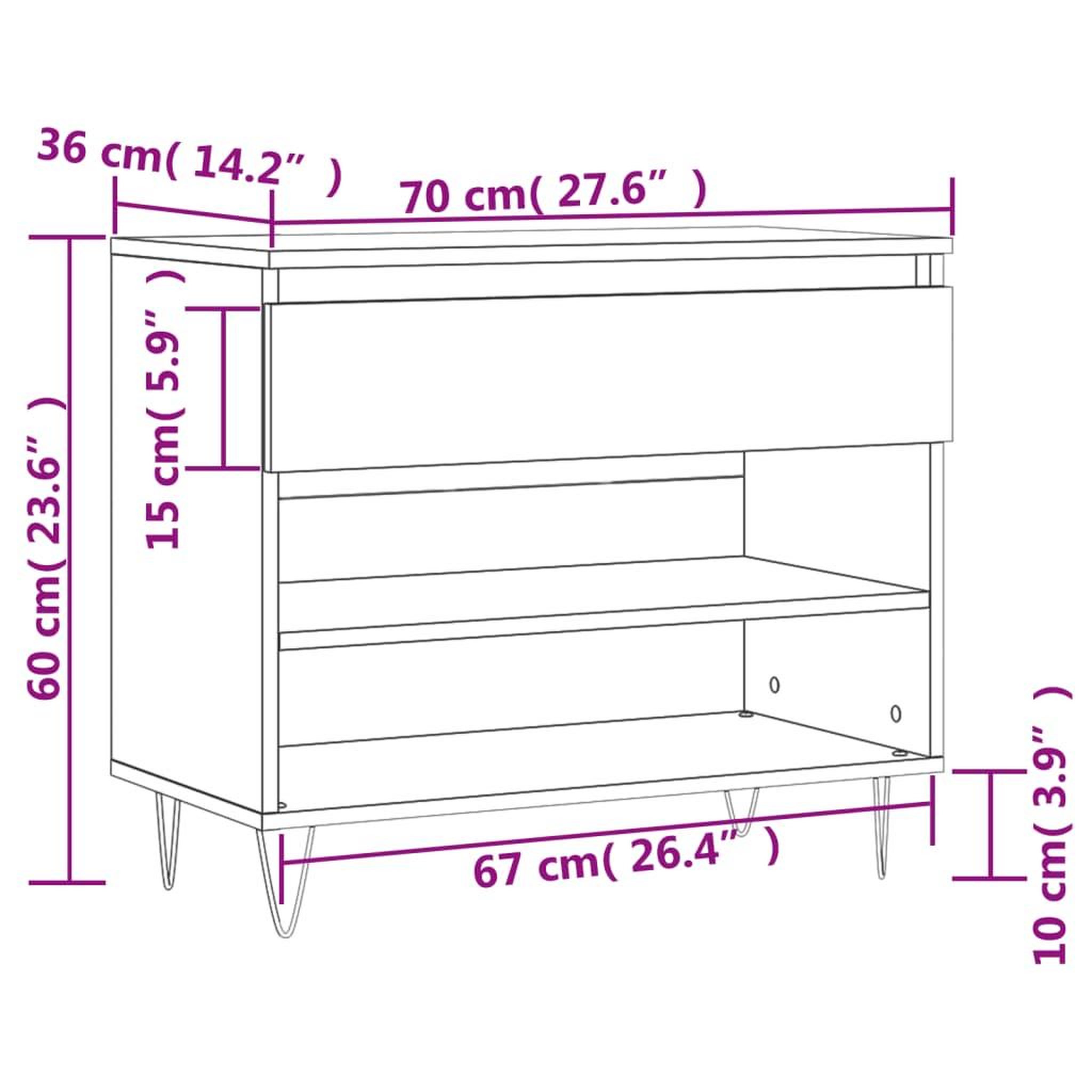 Voir la diapositive 6 : VIDAXL Armoire a chaussures Sonoma gris 70x36x60 cm Bois d'ingenierie