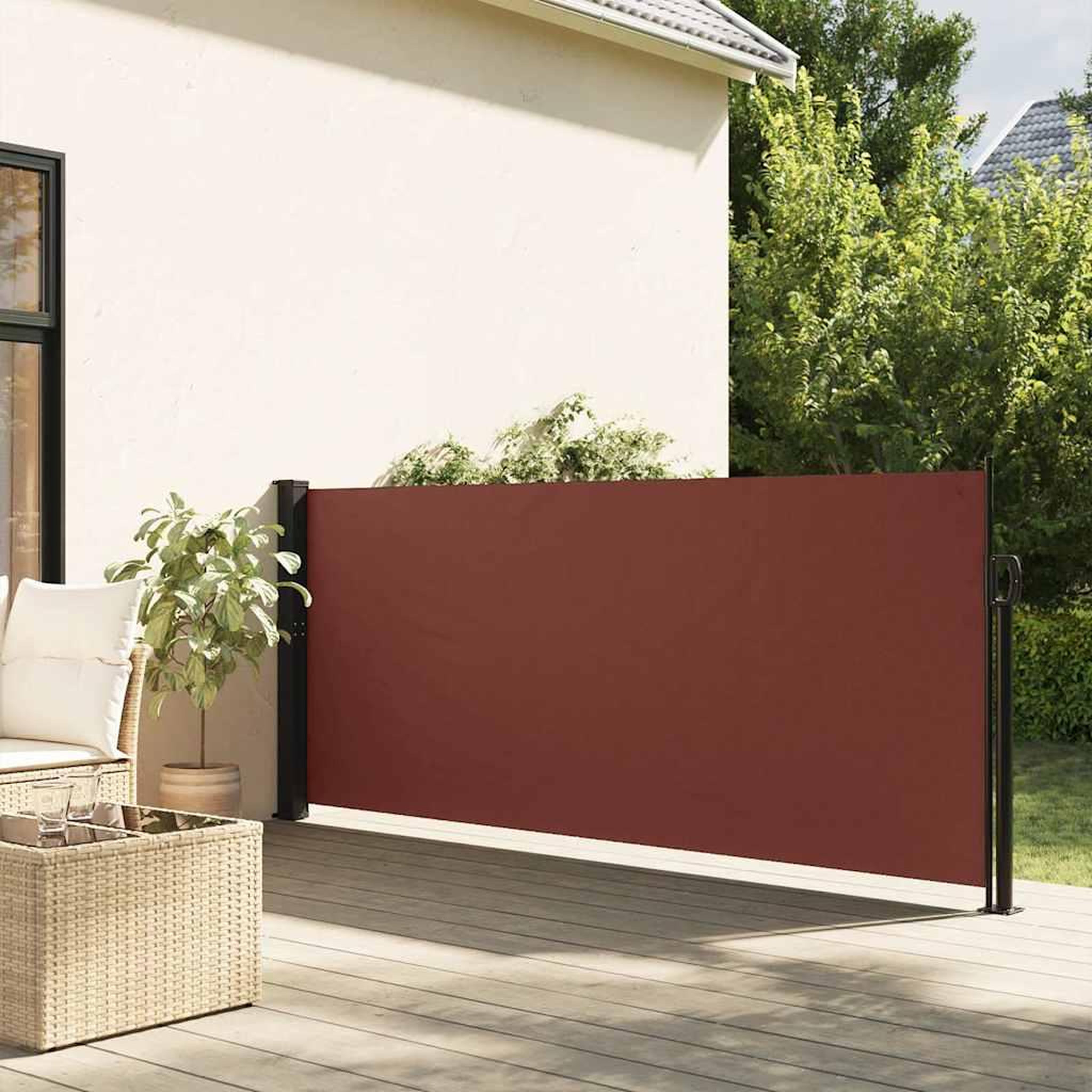 VIDAXL Auvent lateral retractable marron 100x500 cm