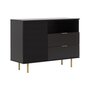 Voir la diapositive 4 : BEST MOBILIER Monica - buffet - noir - 2 tiroirs, 1 porte et 1 niche - 107 cm