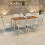 Voir la diapositive 2 : ID MARKET Salon de jardin NOUMEA table 190 cm plateau verre trempé effet bois et 8 chaises empilables beige et bois