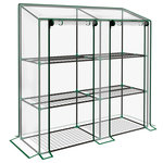 OUTSUNNY Mini serre de jardin 3 niveaux 2 portes 6 étagères