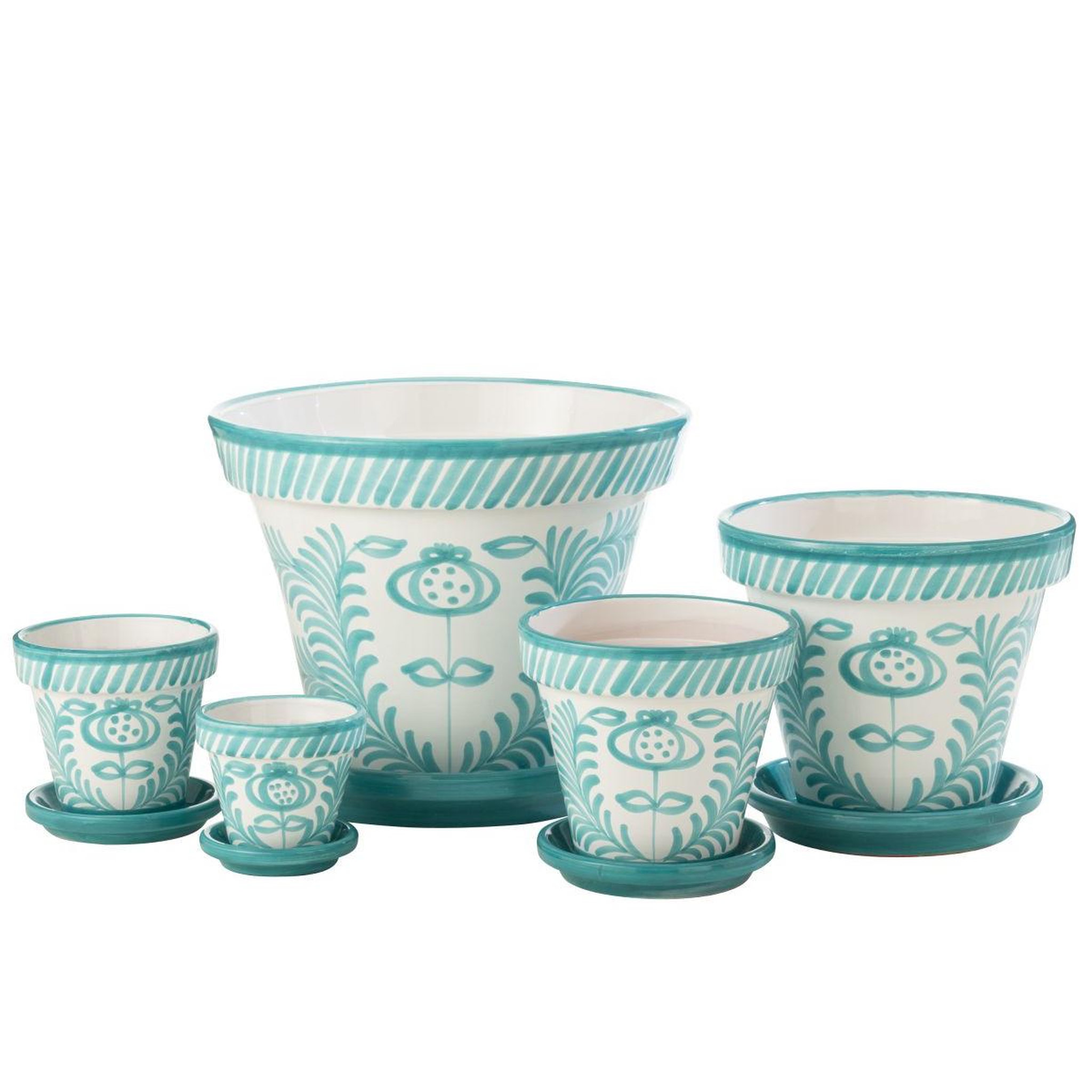 Voir la diapositive 3 : J-LINE Pot avec soucoupe en céramique  granada  21cm bleu aqua