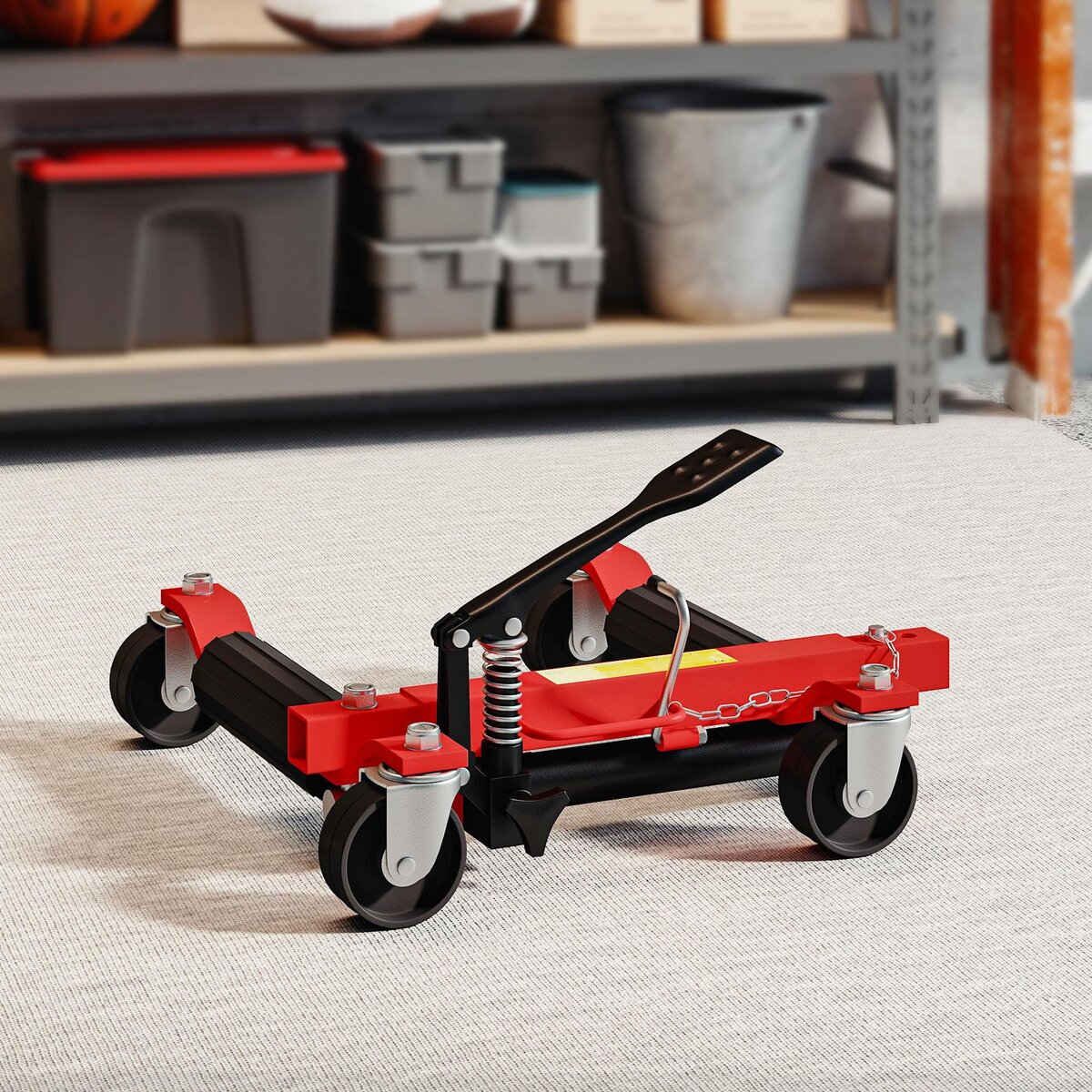 HOMCOM Lot de 2 chariots de manutention voiture - max. 680 Kg par chariot - largeur max. roue 228 mm