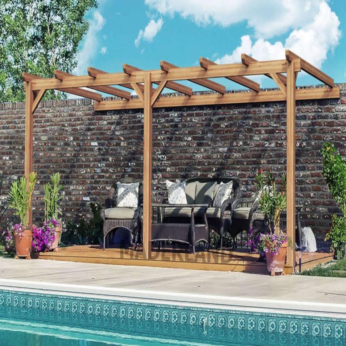 JARDIDECO Pergola adossée en lamellé-collée Versailles 600 x 400 cm - Mardeland