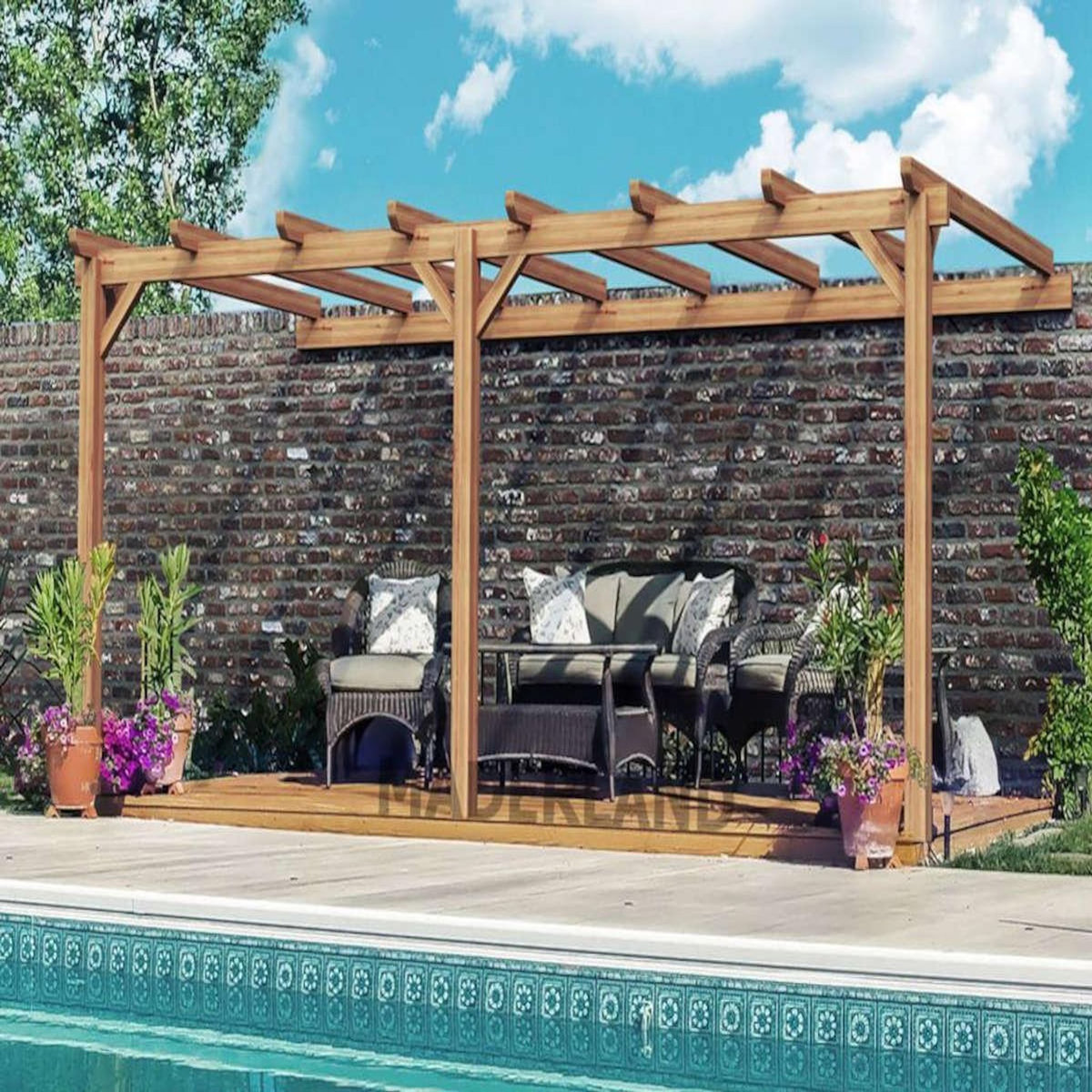 JARDIDECO Pergola adossée en lamellé-collée Versailles 600 x 400 cm - Mardeland