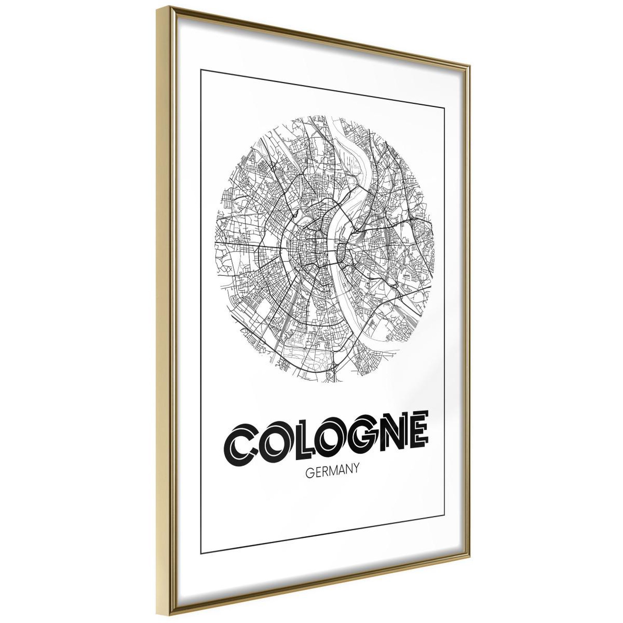 Paris Prix Affiche Murale Encadrée  City Map Cologne Round